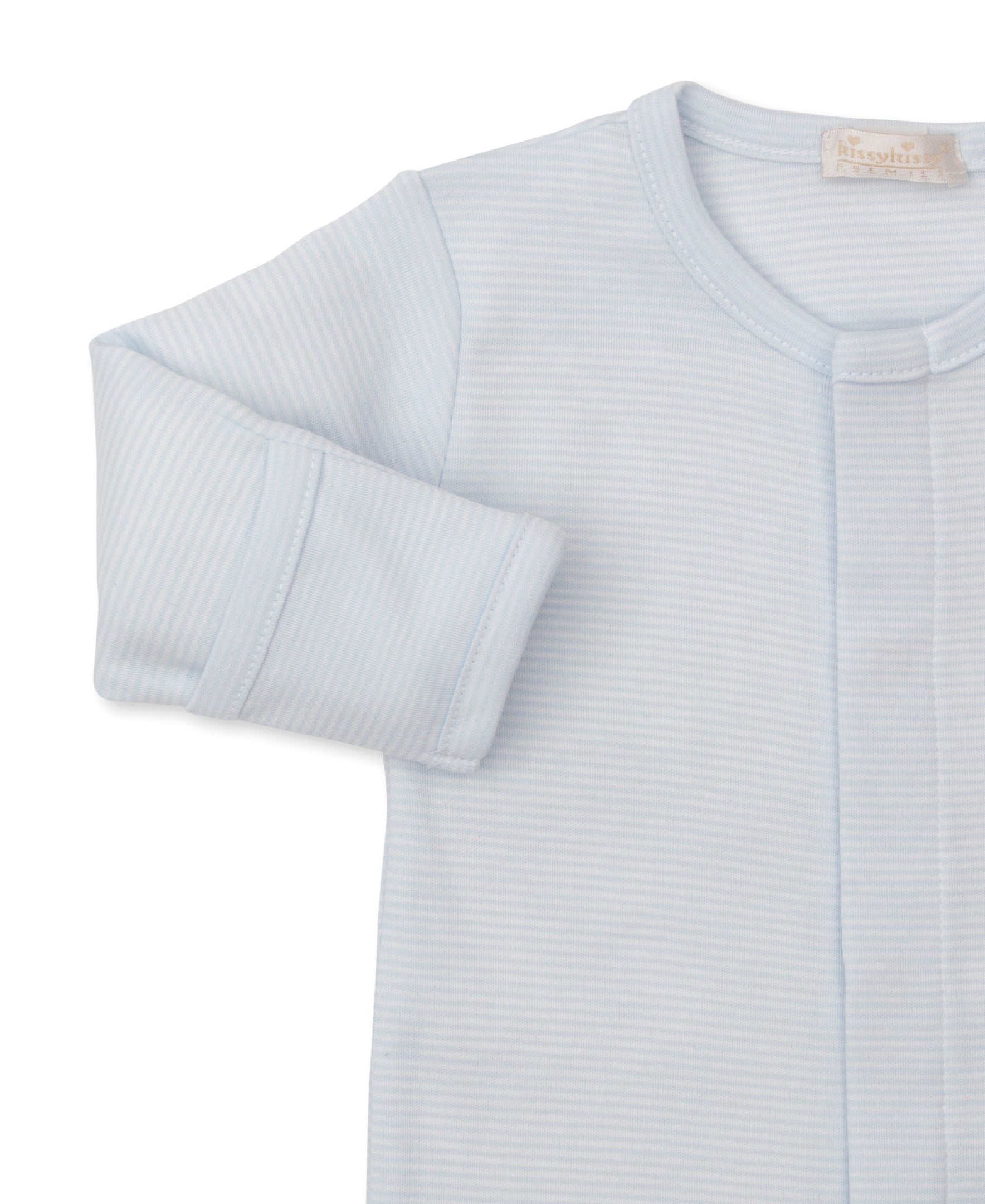 Premier Playful Pups Blue Hand Emb. Stripe Footie - Kissy Kissy