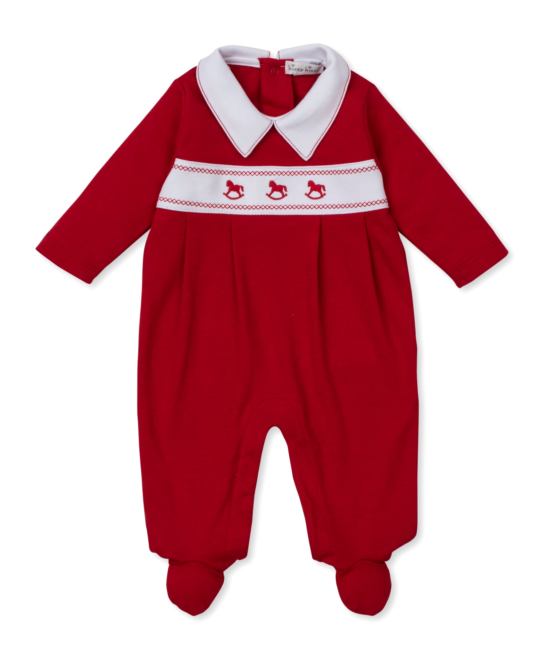 Classic Treasures Holiday 25 Rocking Horse Footie w/ Collar - Kissy Kissy
