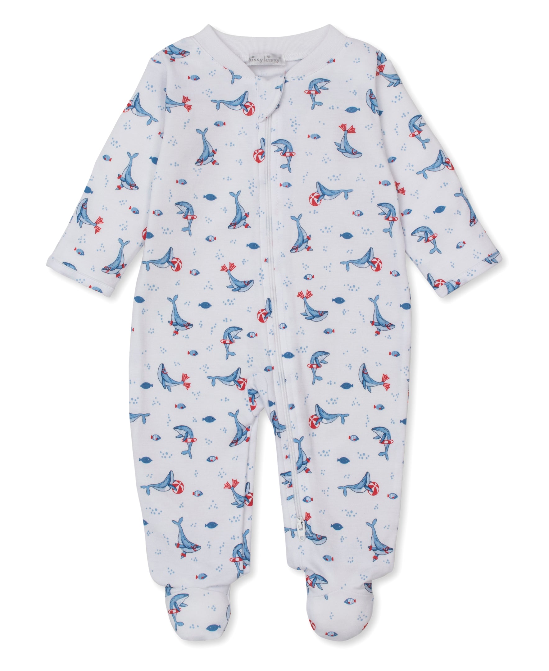 Tropical Whales Zip Footie - Kissy Kissy