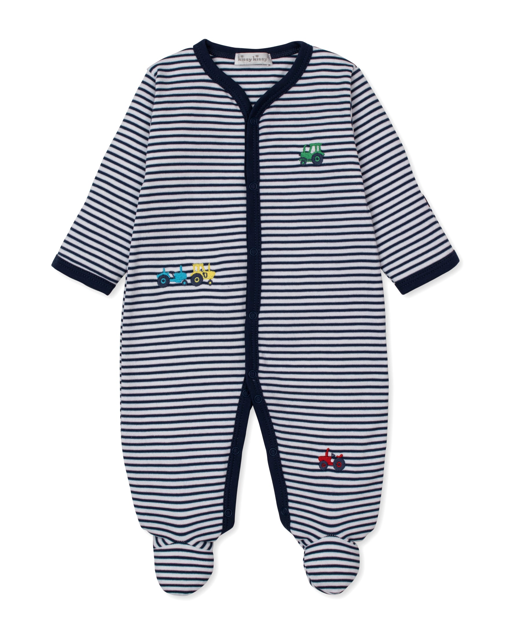 Trusty Tractors Stripe Footie - Kissy Kissy