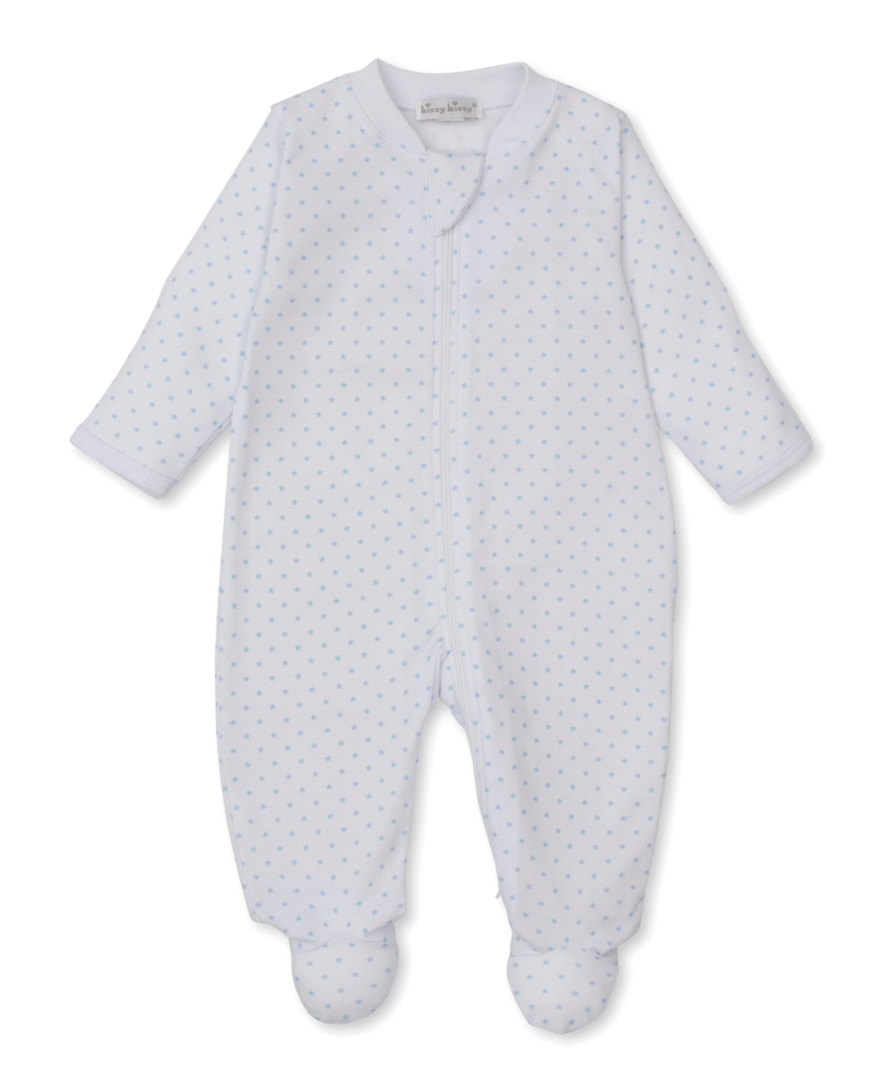 Teddy Bear Love Blue Star Zip Footie