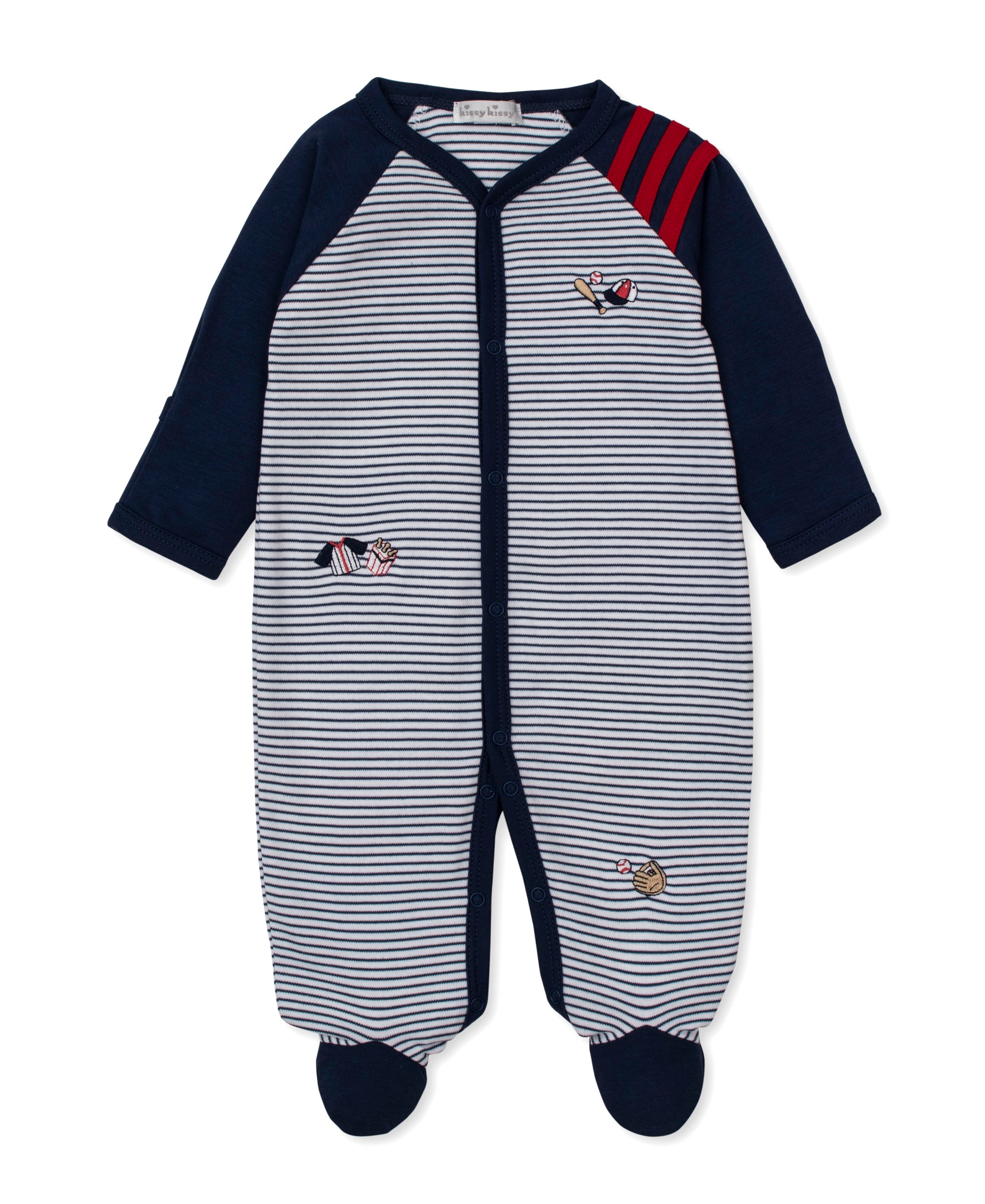 Fly Ball Stripe Footie - Kissy Kissy