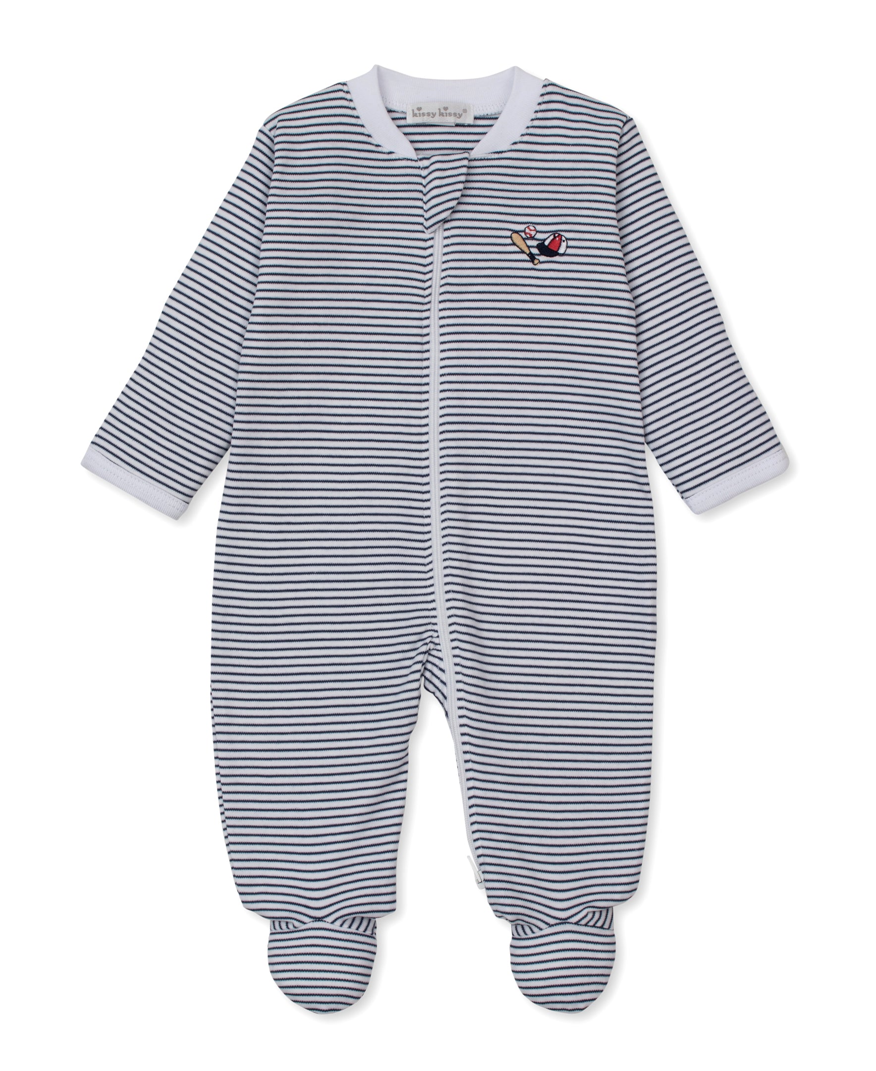 Fly Ball Stripe Zip Footie - Kissy Kissy