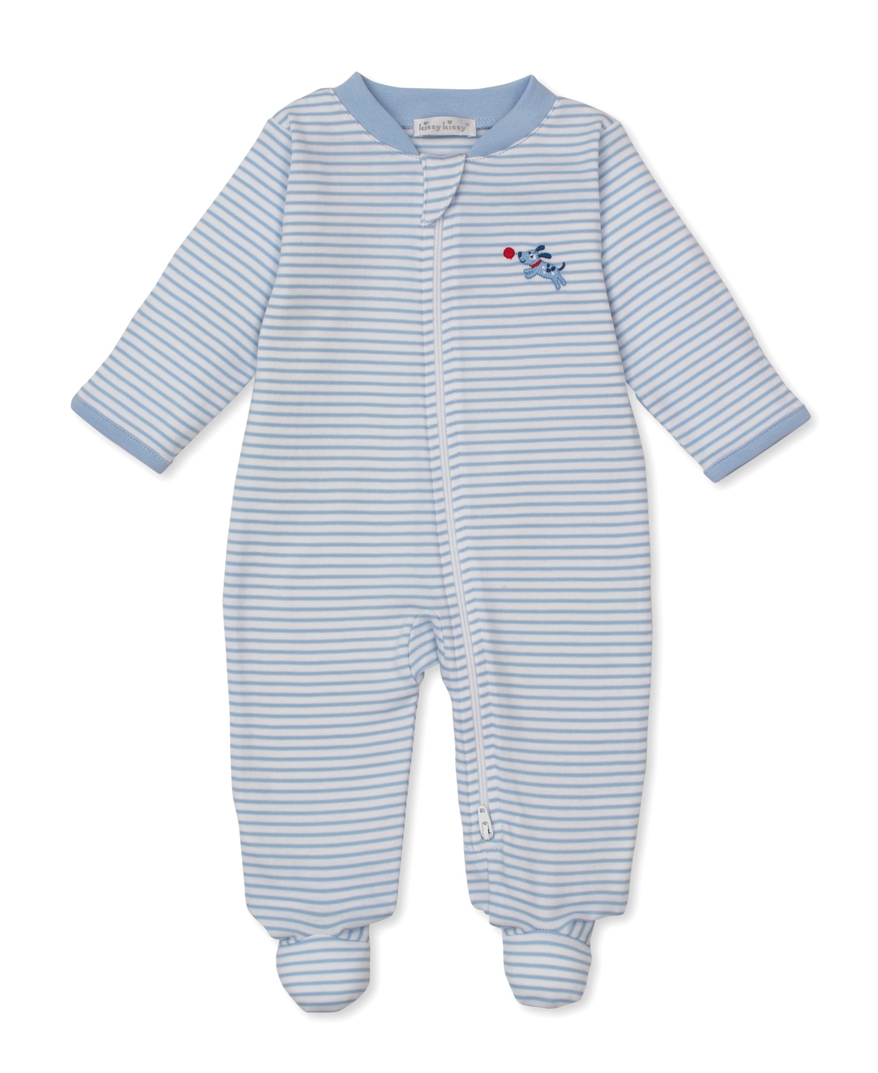 Puppy Patch Stripe Zip Footie - Kissy Kissy