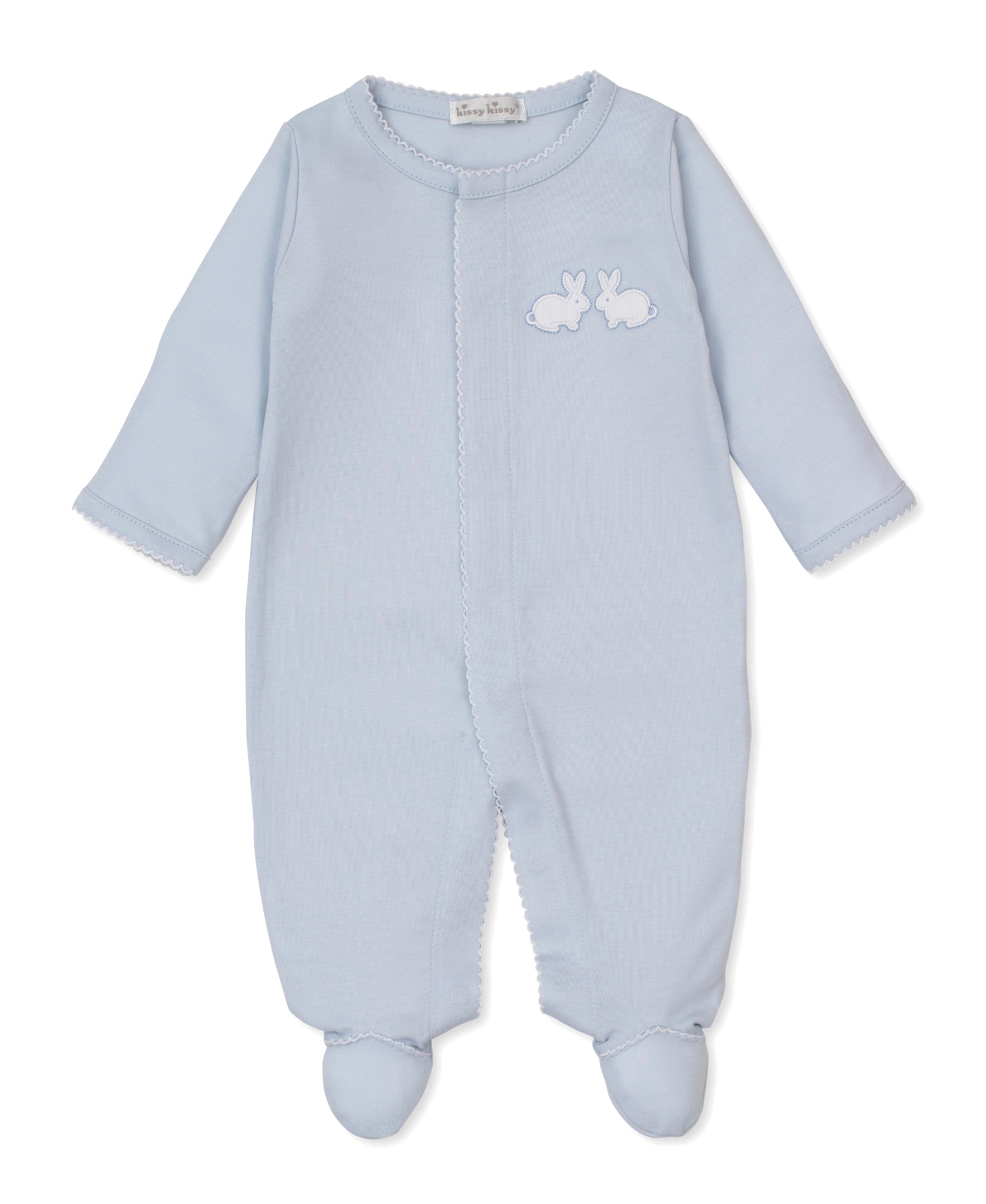 Pique Twin Bunnies Blue Footie