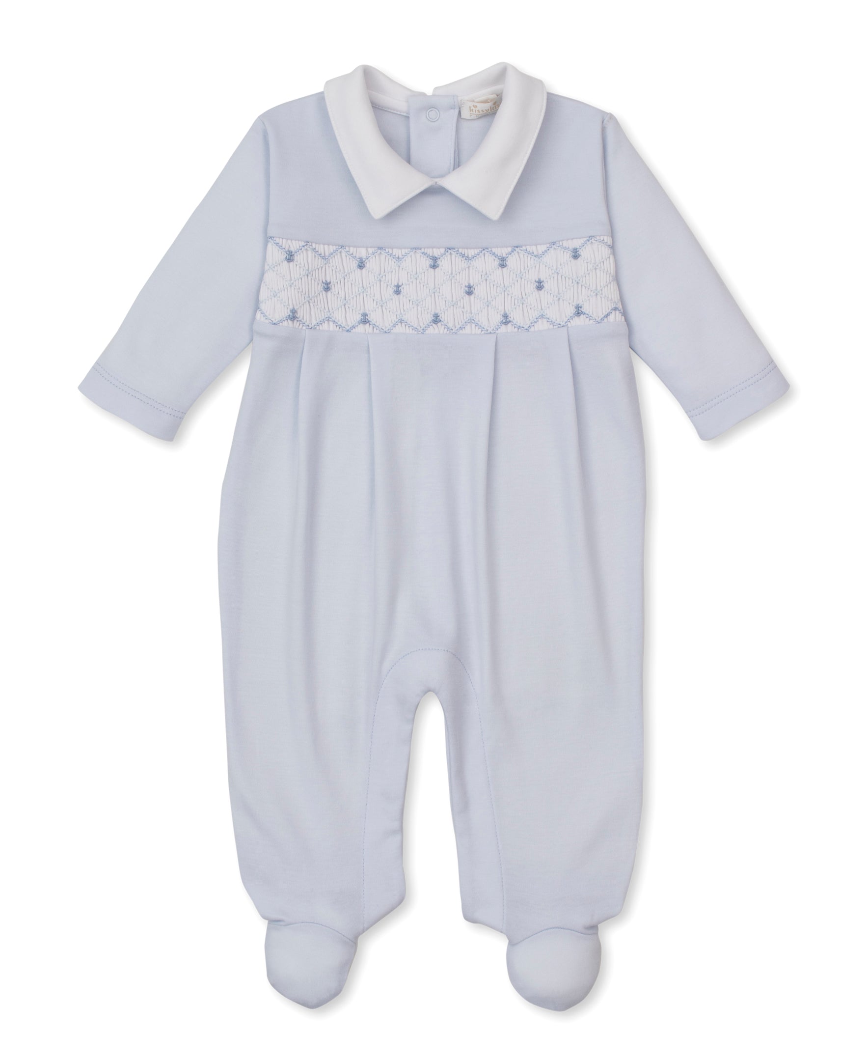 CLB Summer Anchors 26 Blue Hand Smocked Footie - Kissy Kissy