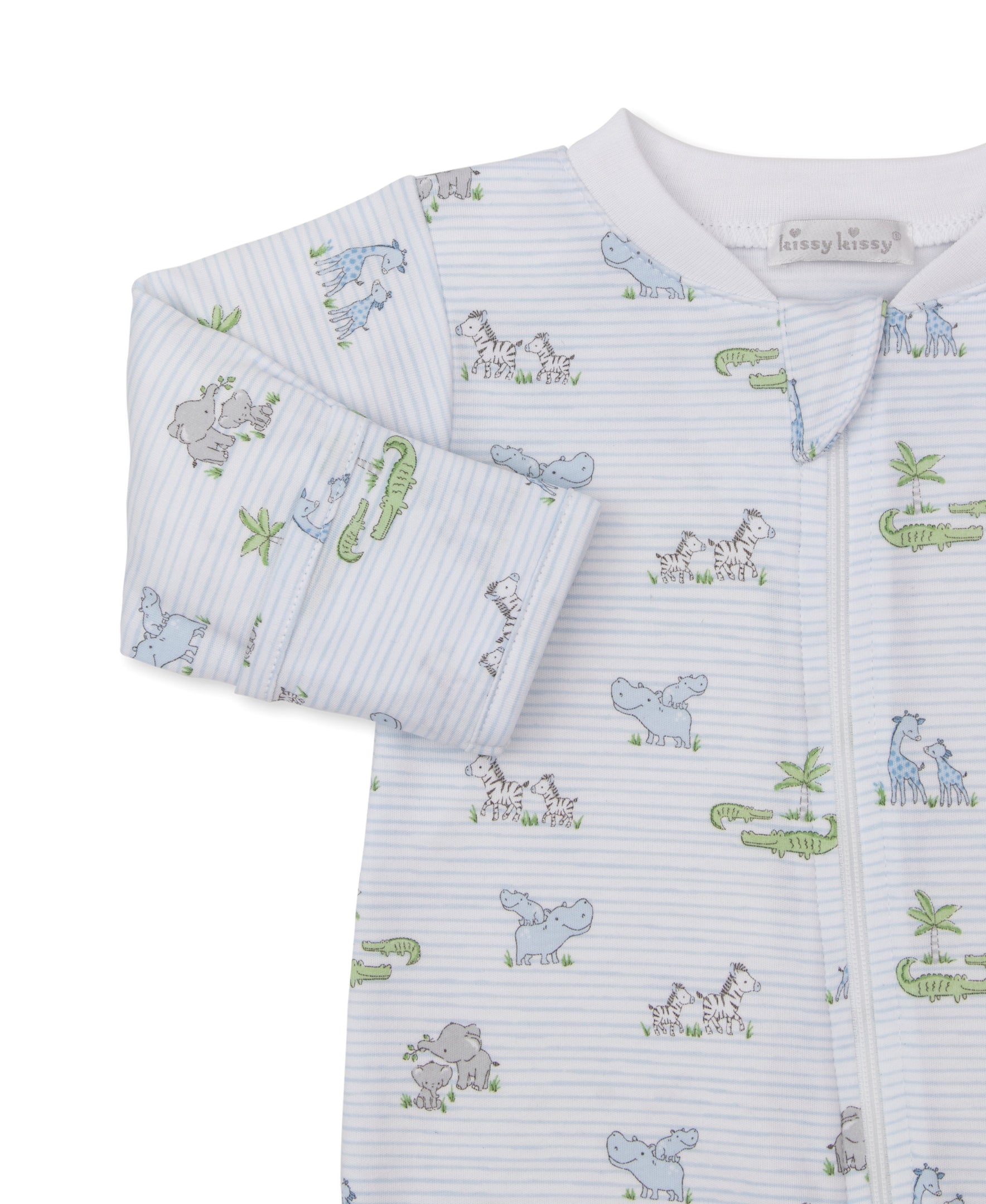 Safari Party Blue Zip Footie - Kissy Kissy