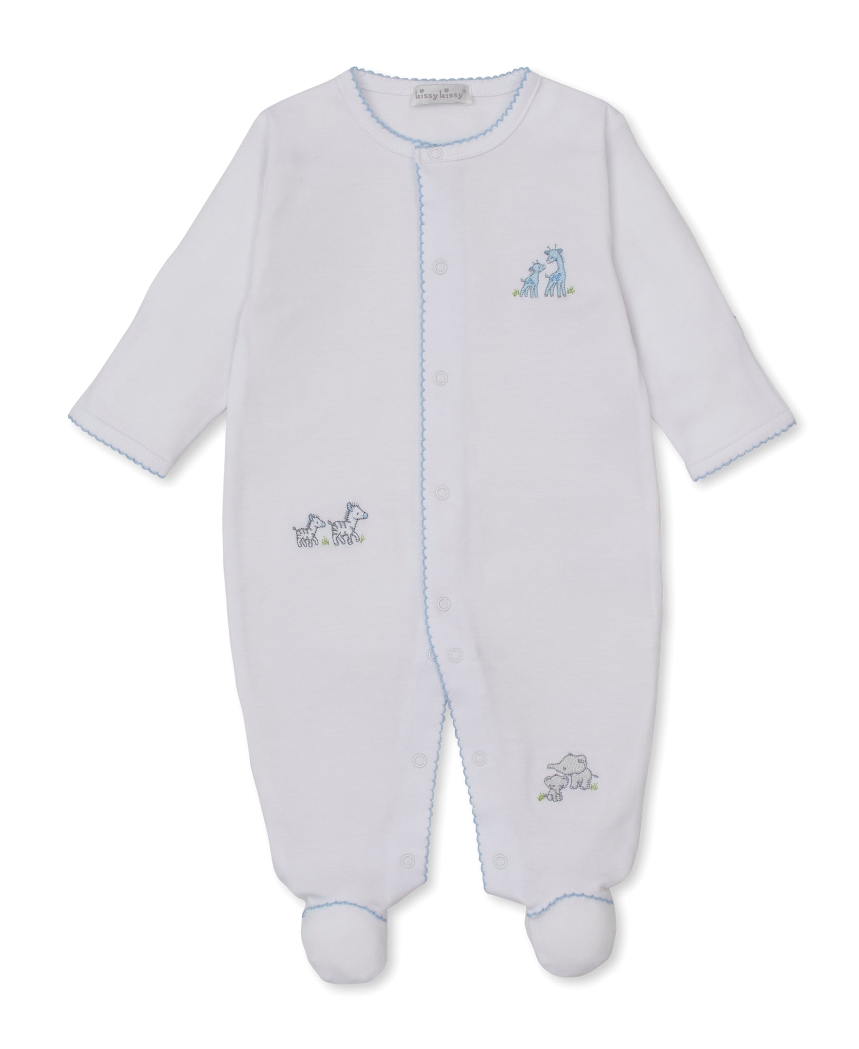Safari Party White/Blue Footie - Kissy Kissy