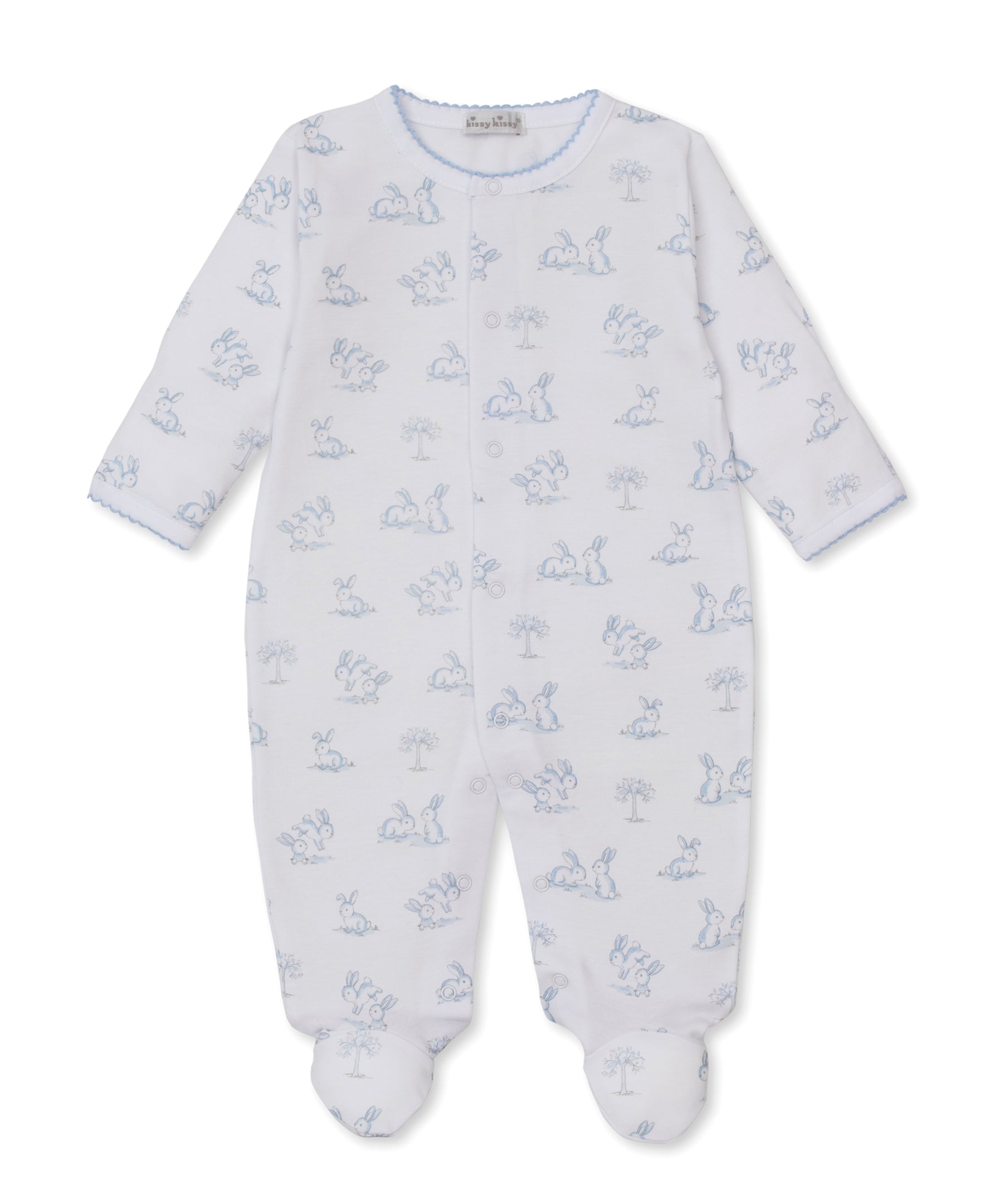 Springtime Bunny Fun Blue Footie - Kissy Kissy