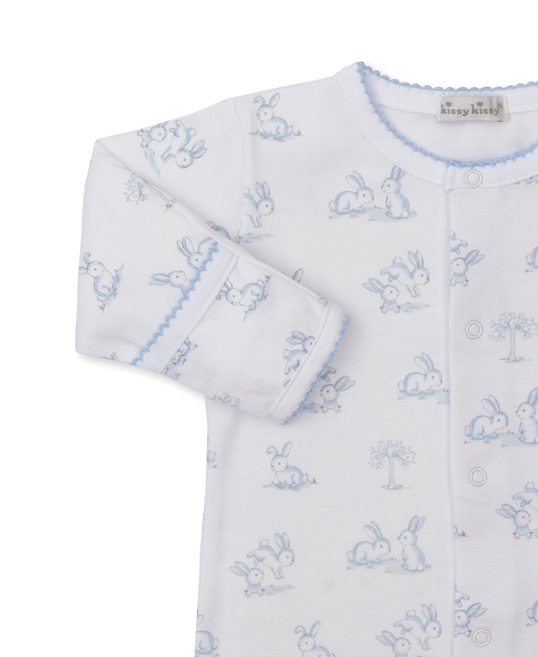 Springtime Bunny Fun Blue Footie - Kissy Kissy