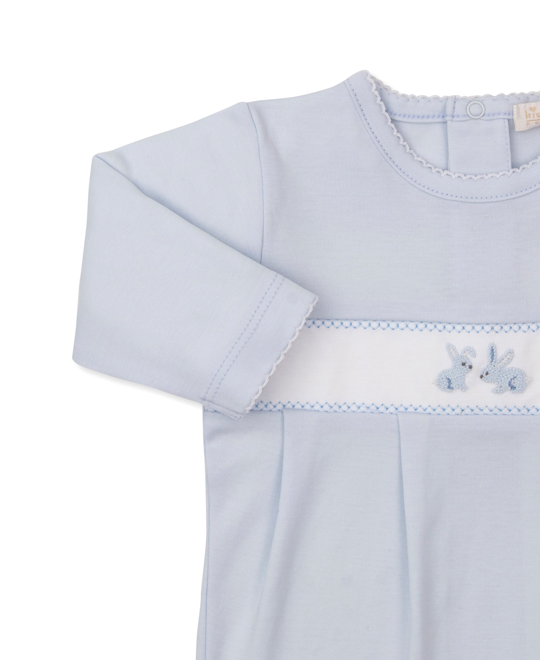 Premier Springtime Bunny Fun Blue Hand Emb. Footie - Kissy Kissy