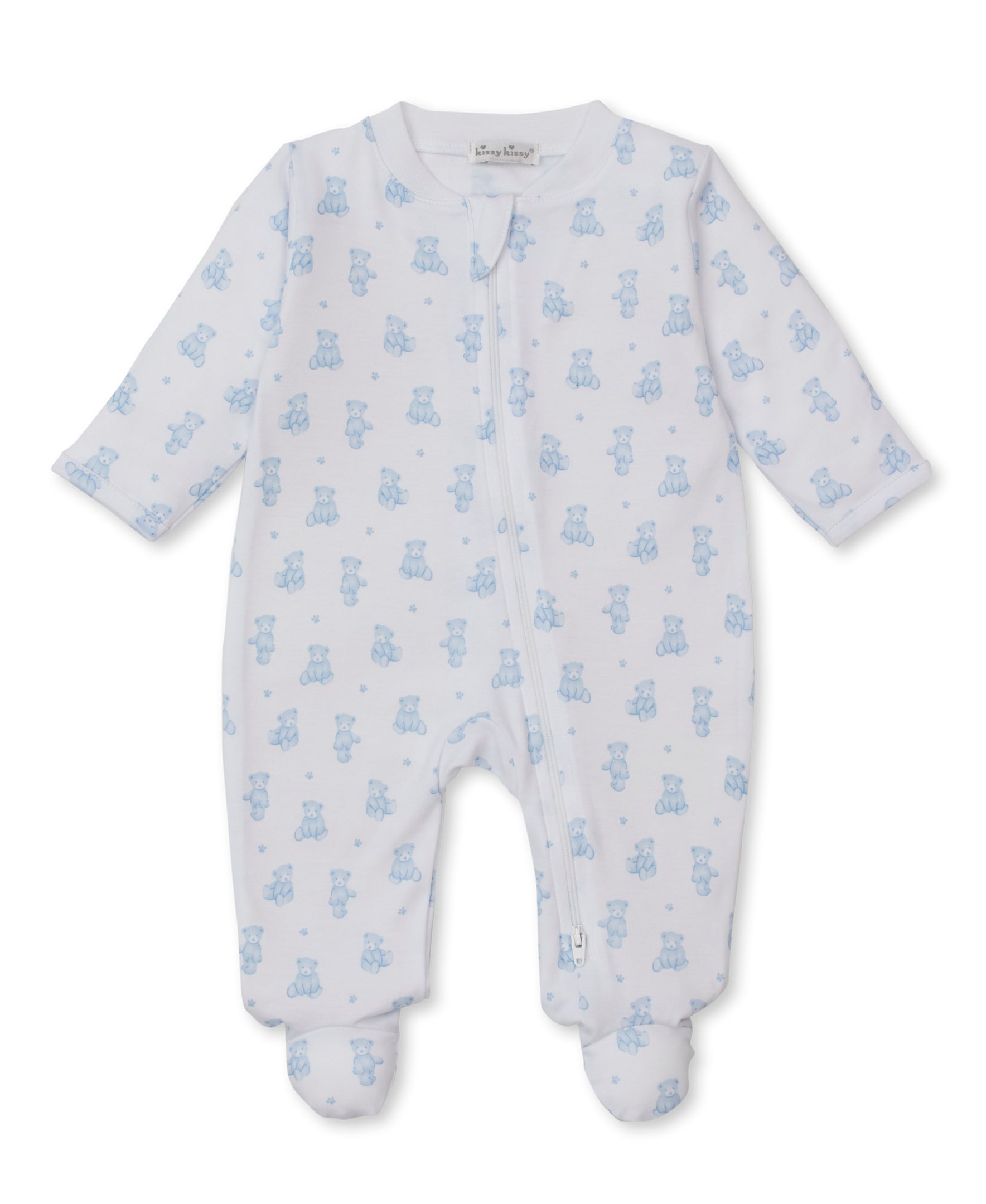 Teddy Bears Blue Zip Footie - Kissy Kissy