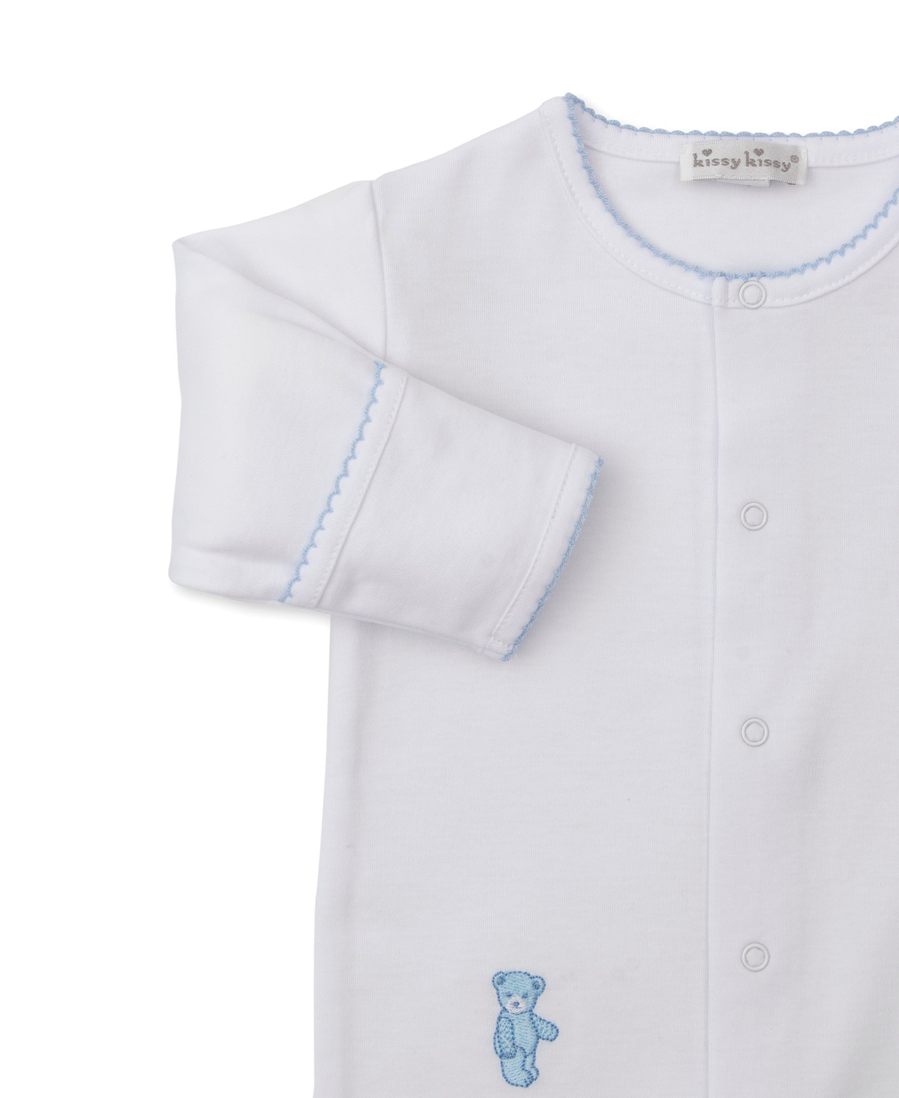 Teddy Bears White/Blue Footie & Hat Set