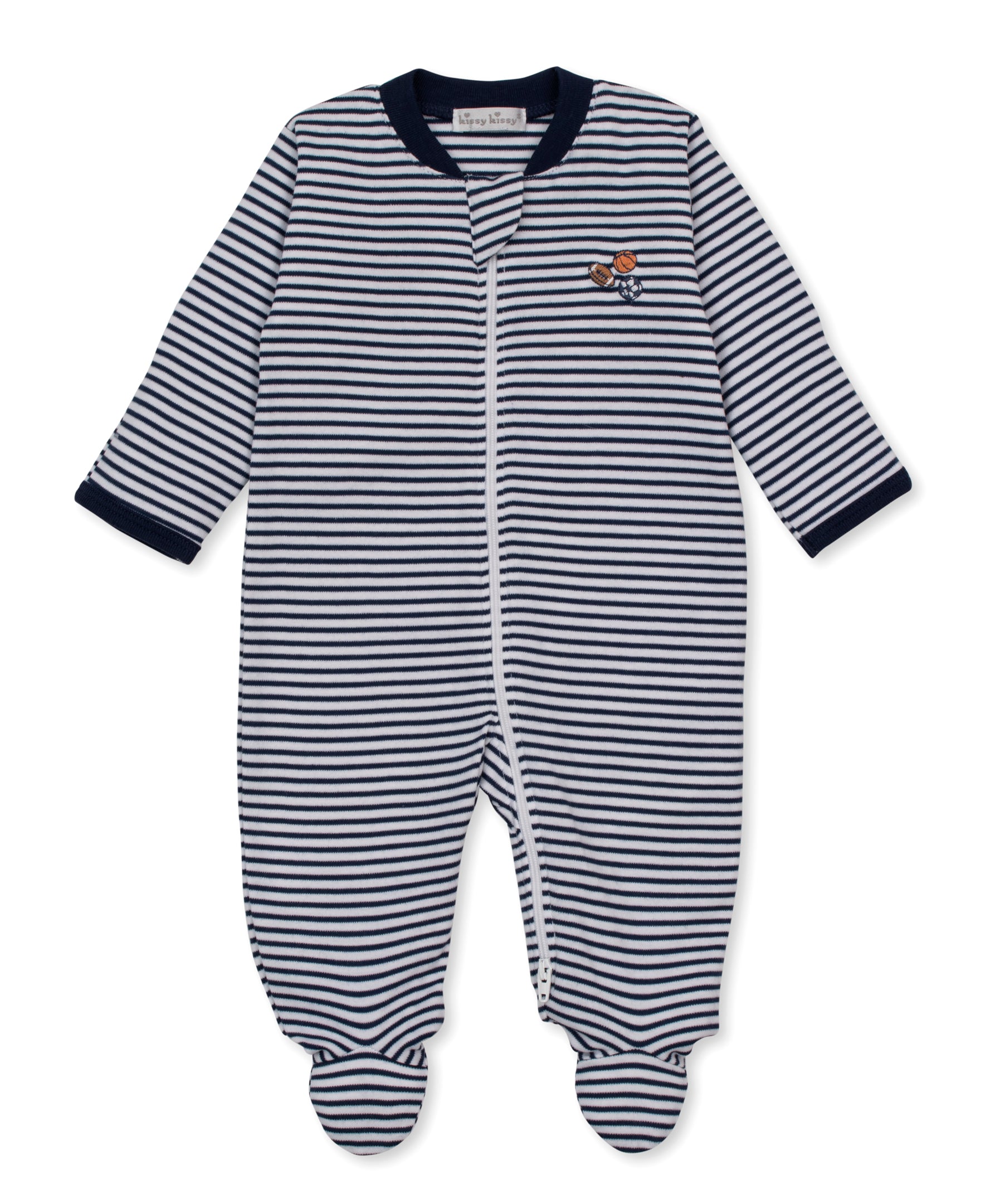 Recreation Sports Stripe Zip Footie - Kissy Kissy