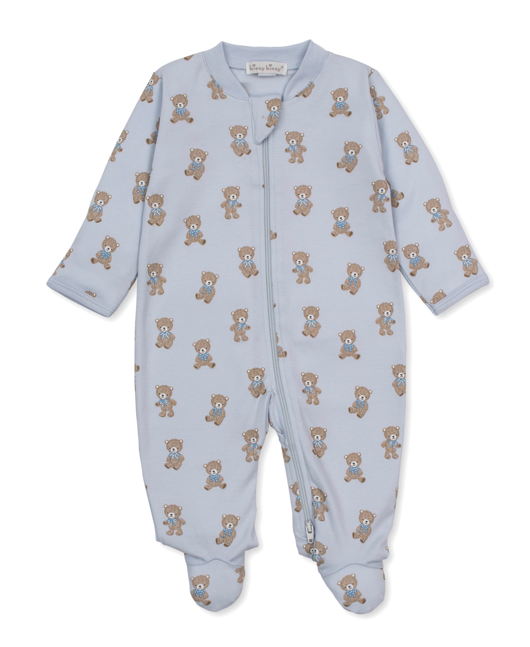 Teddy Bear Club Blue Zip Footie - Kissy Kissy