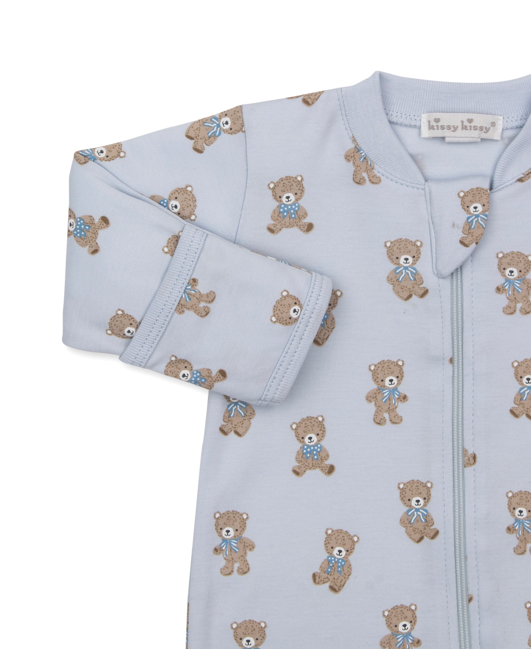 Teddy Bear Club Blue Zip Footie - Kissy Kissy