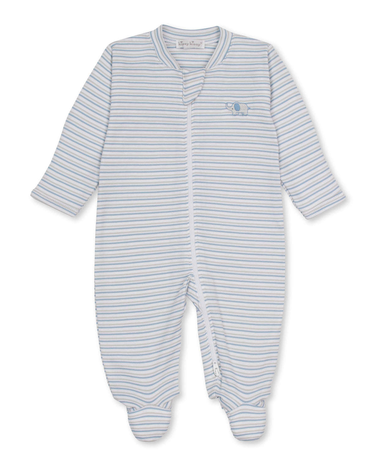 Jungle Hang Out Grey Stripe Zip Footie - Kissy Kissy