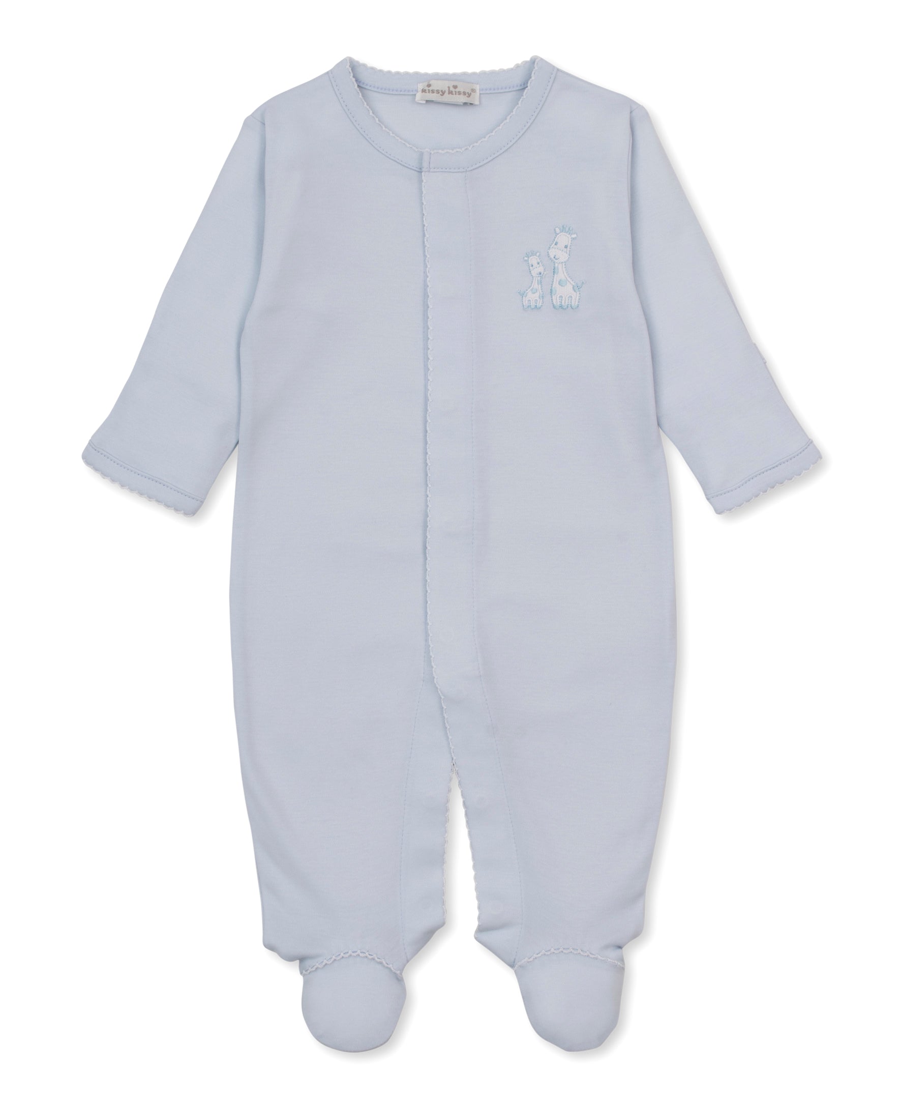 Giraffe Laughs Blue Footie - Kissy Kissy