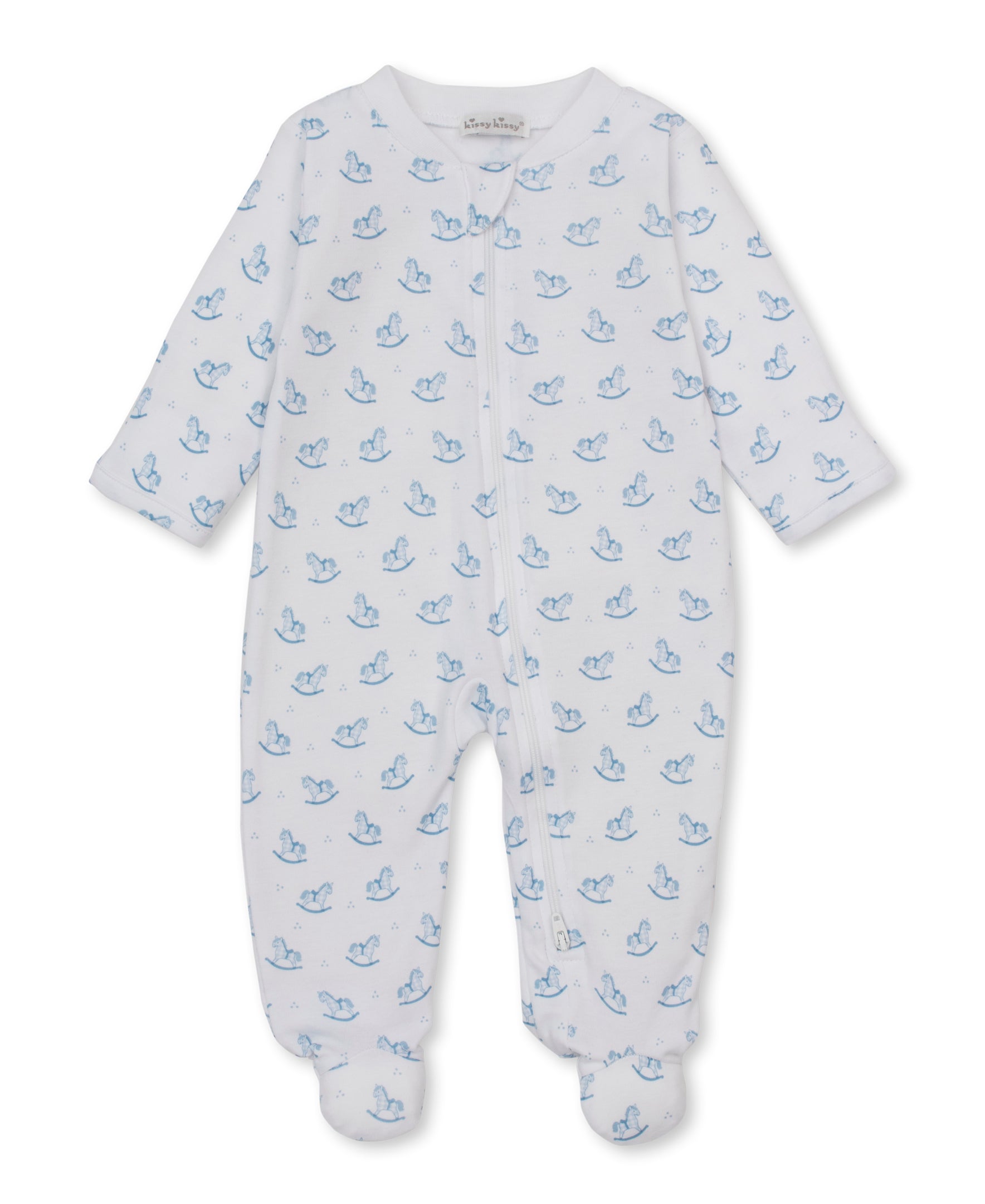 Gingham Rockers Blue Zip Footie