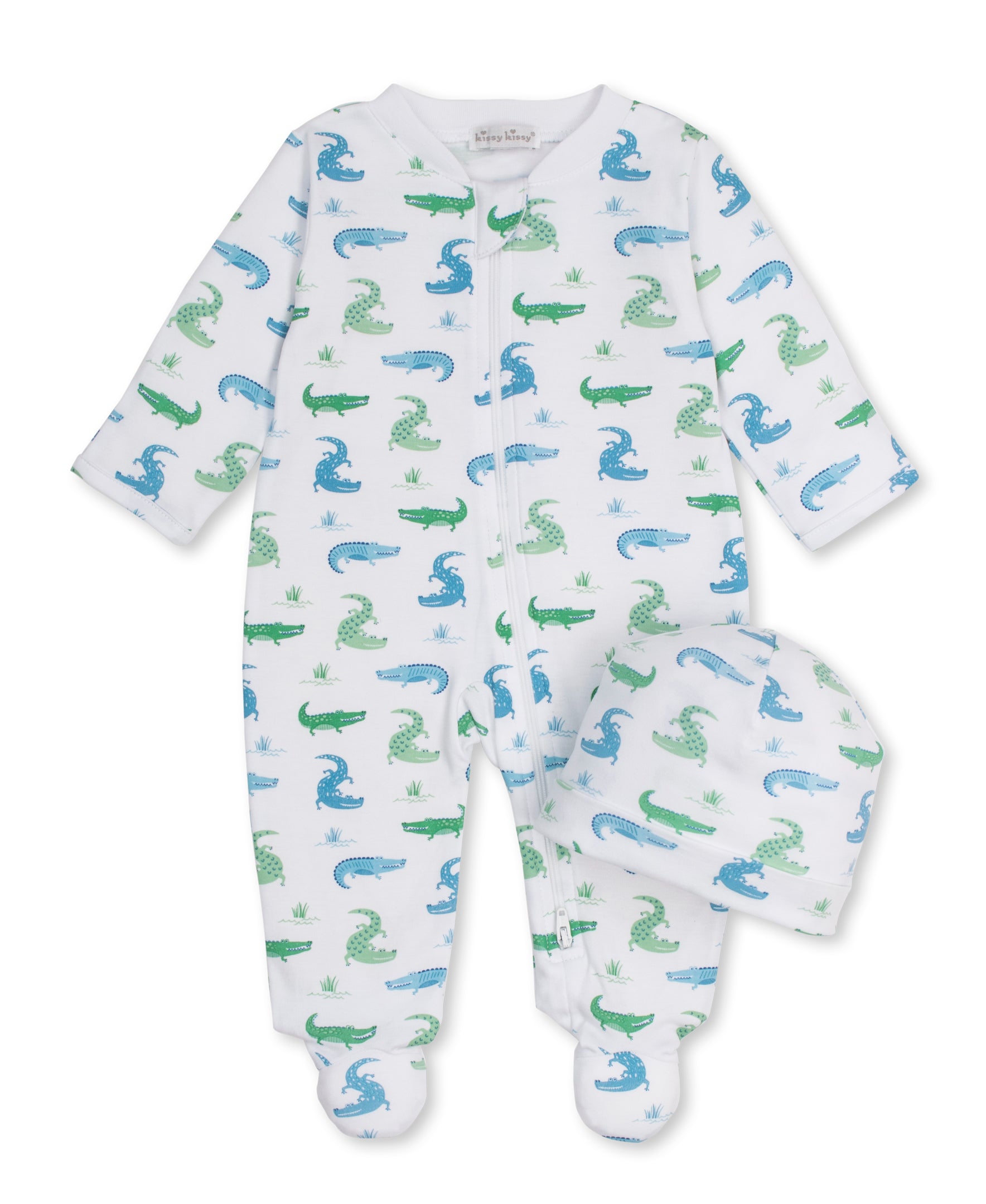 Cruising Crocodiles Zip Footie & Hat Set - Kissy Kissy