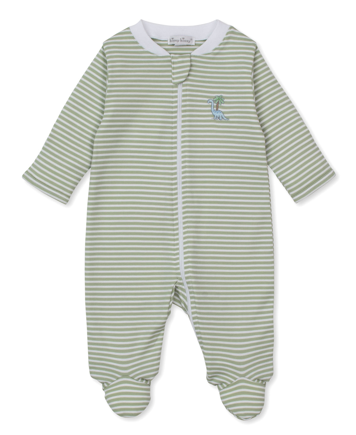 Dino Valley Stripe Zip Footie - Kissy Kissy