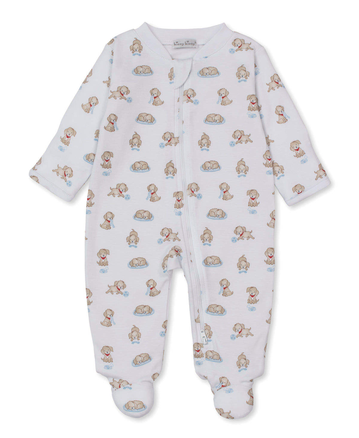 Puppy Play Blue Zip Footie - Kissy Kissy
