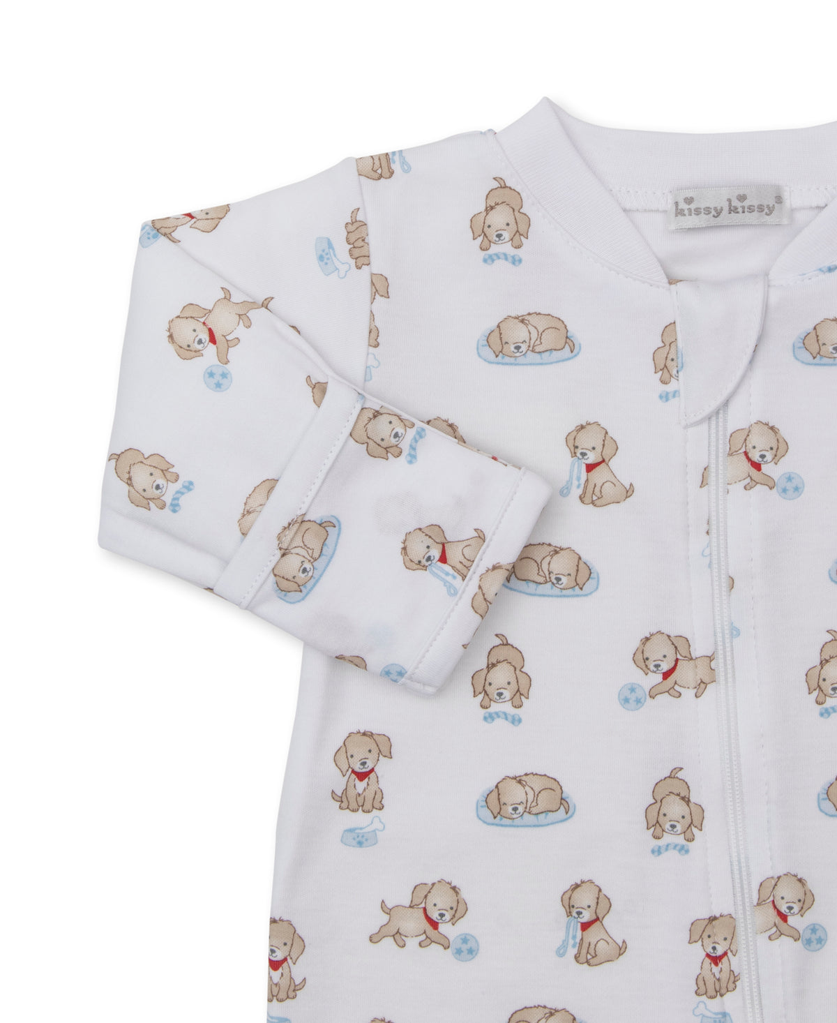 Puppy Play Blue Zip Footie - Kissy Kissy