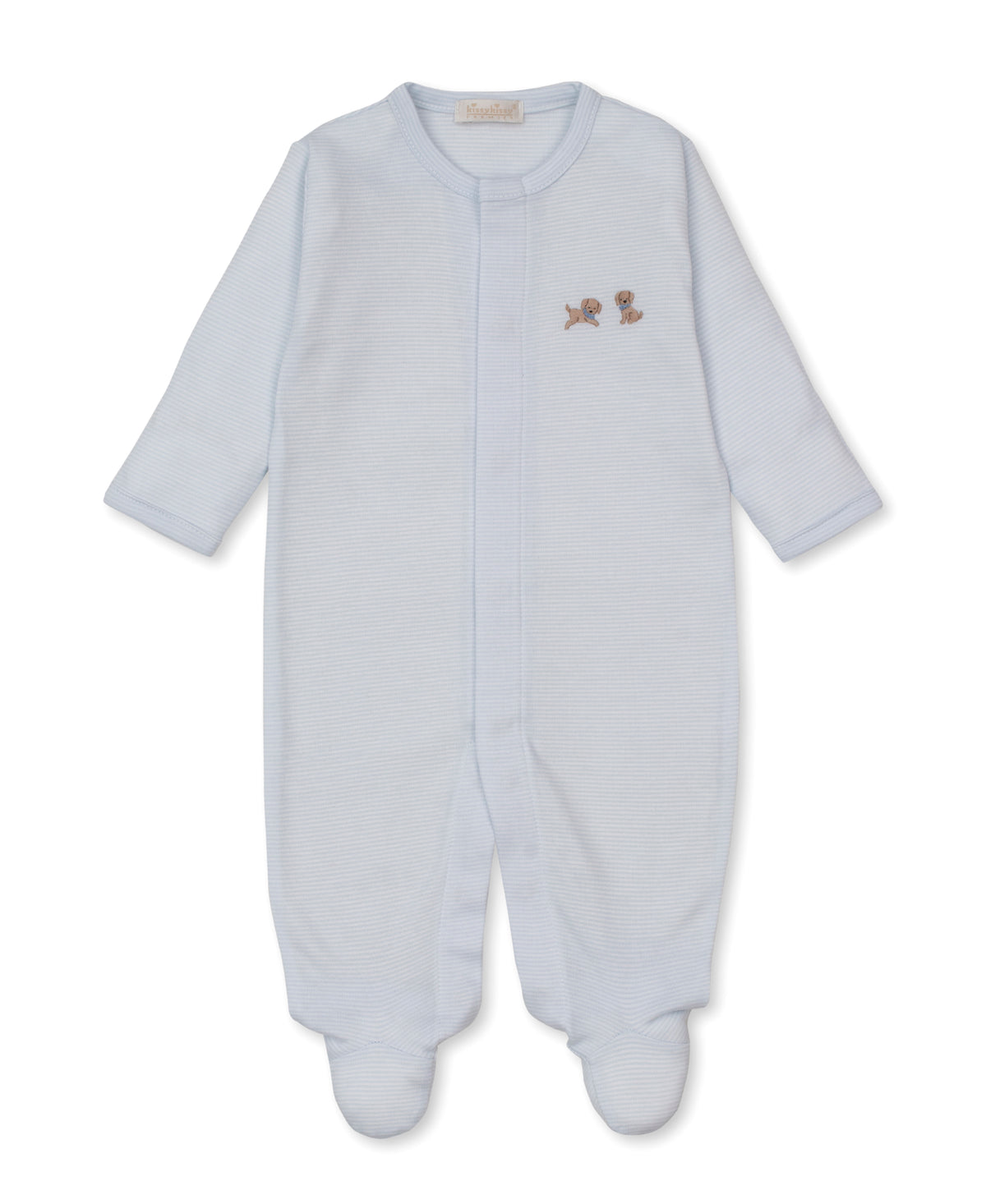 Premier Puppy Play Blue Hand Emb. Stripe Footie - Kissy Kissy