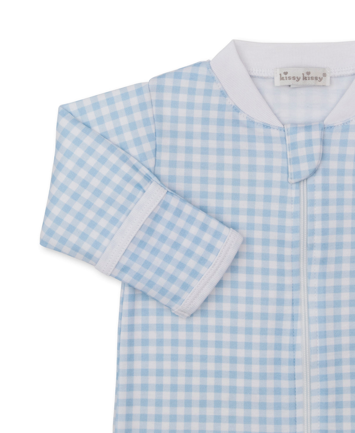 Gingham Traditions Blue Zip Footie - Kissy Kissy