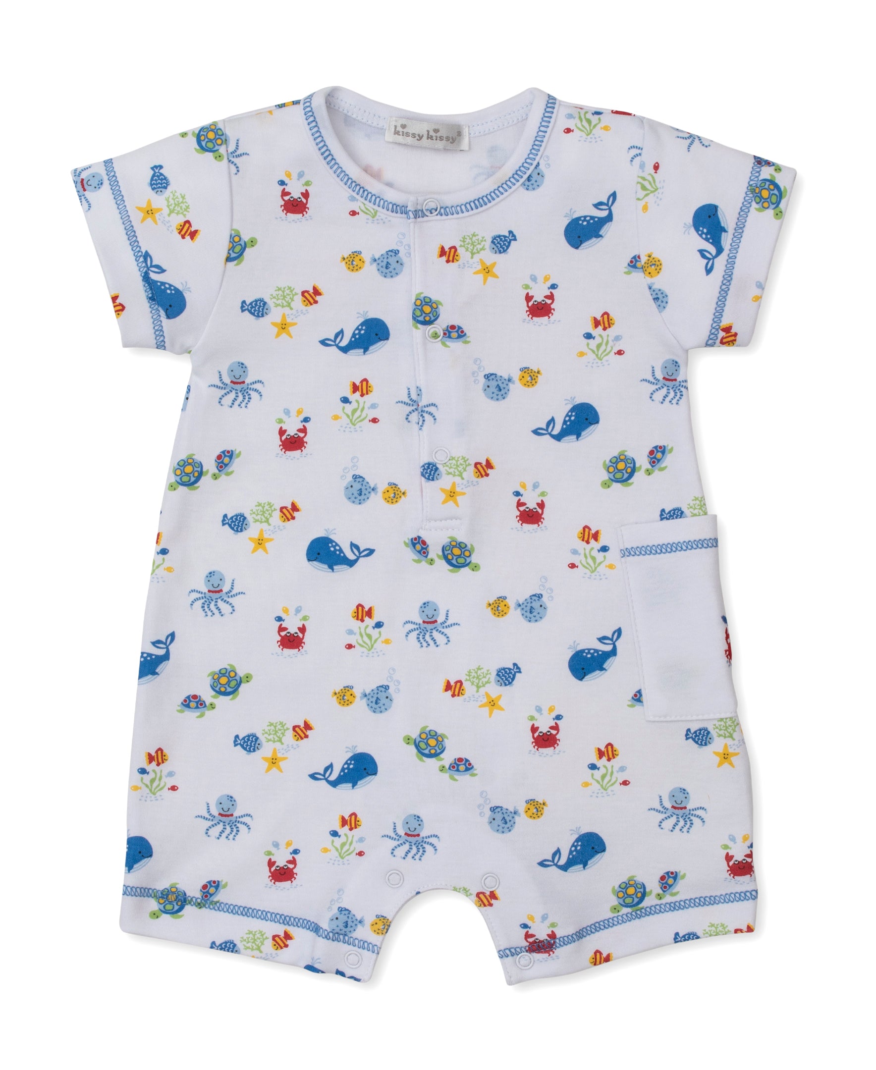 Ocean Antics Blue Short Playsuit - Kissy Kissy