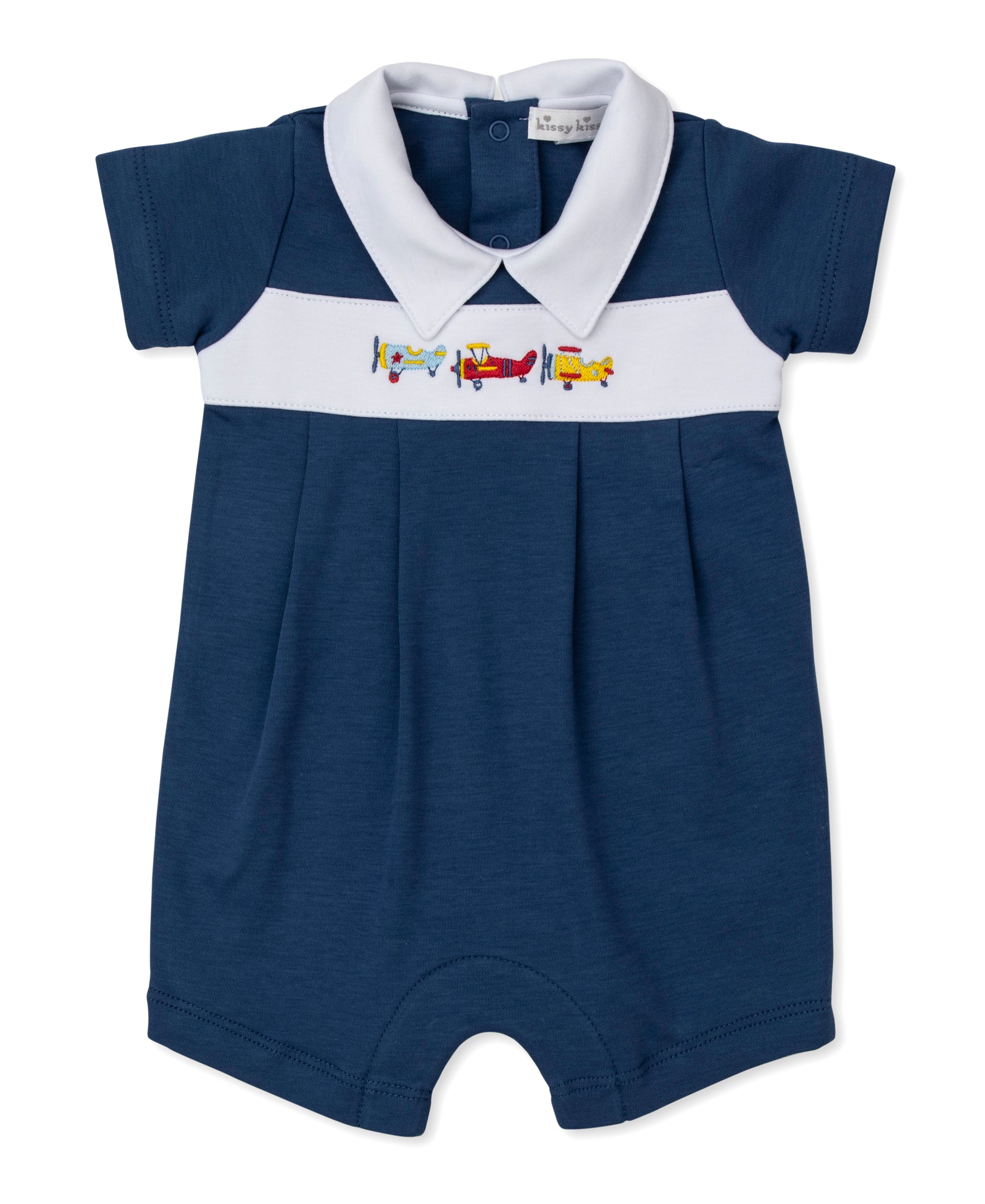 Let's Fly Away Blue Short Playsuit w/ Collar