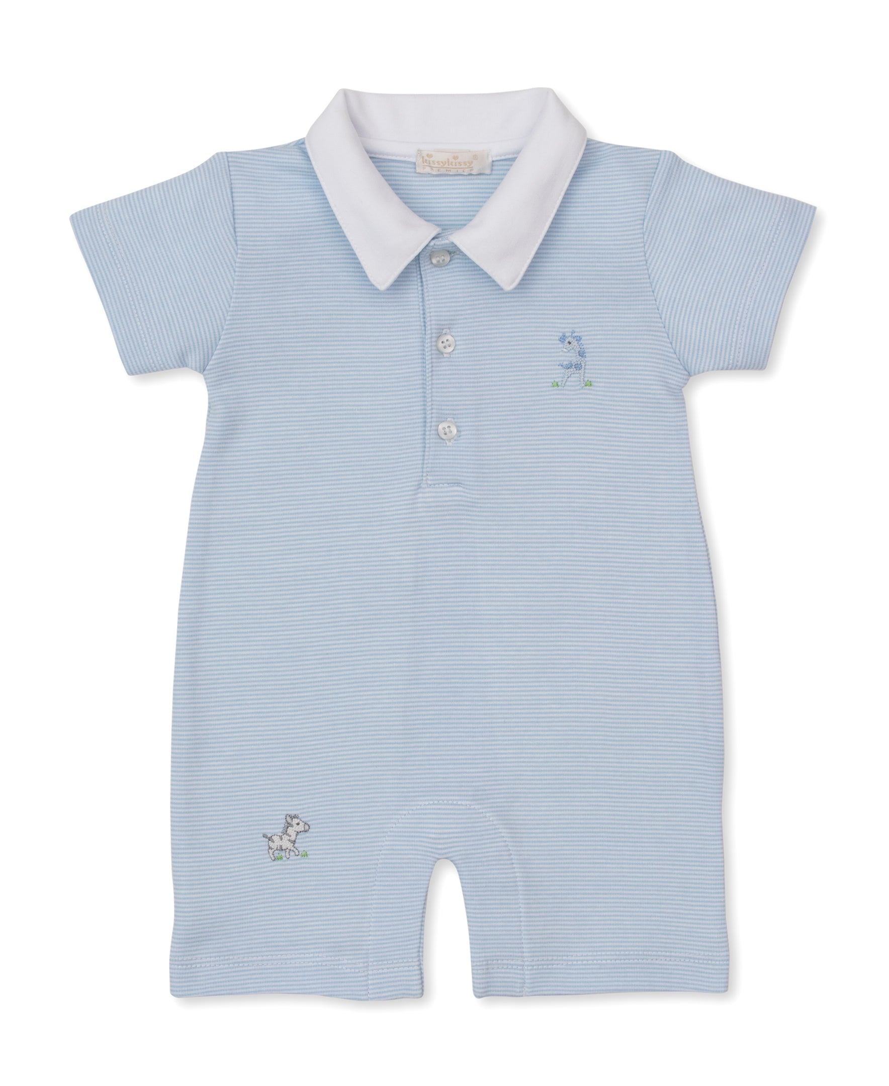 SCE Safari Party Blue Hand Emb. Short Playsuit