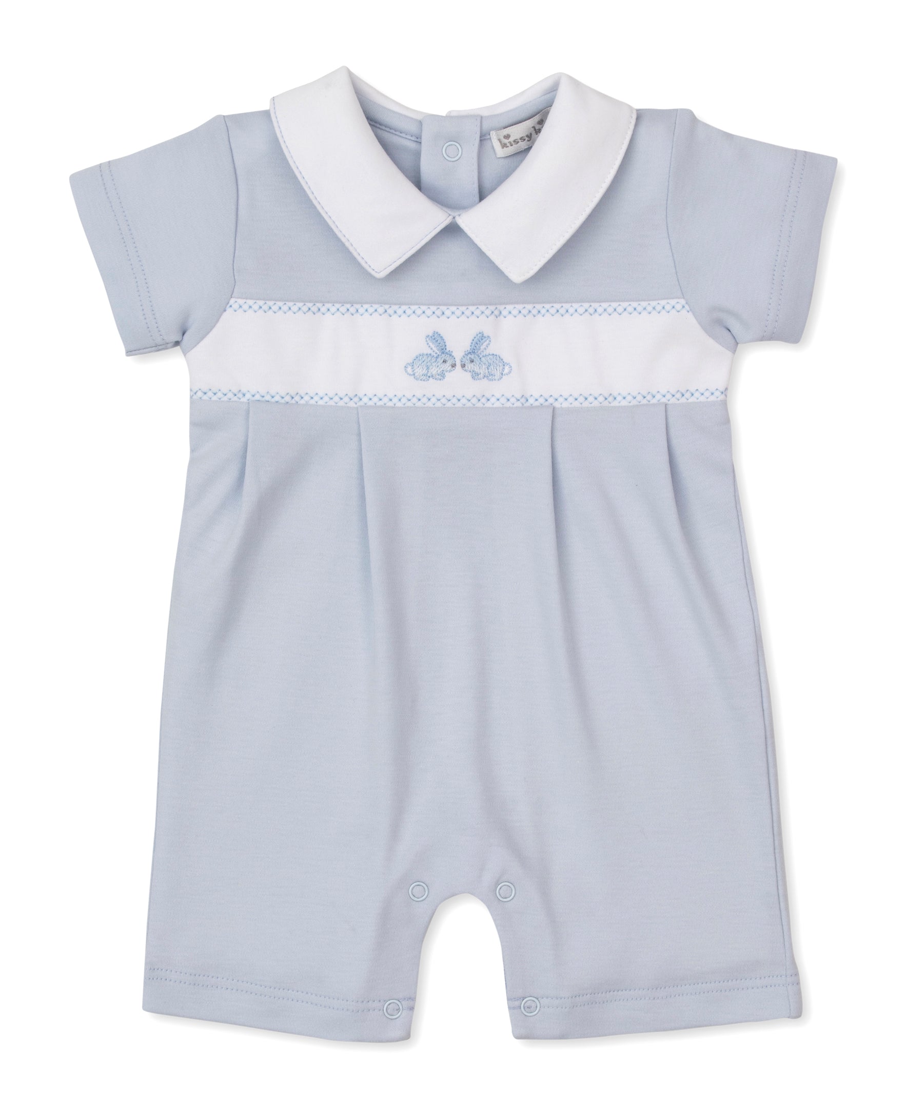 Springtime Bunny Fun Blue Short Playsuit - Kissy Kissy