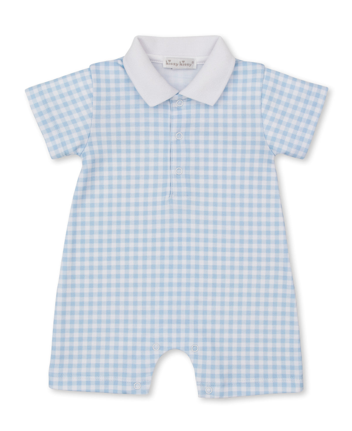 Gingham Traditions Blue Short Playsuit w/ Collar - Kissy Kissy