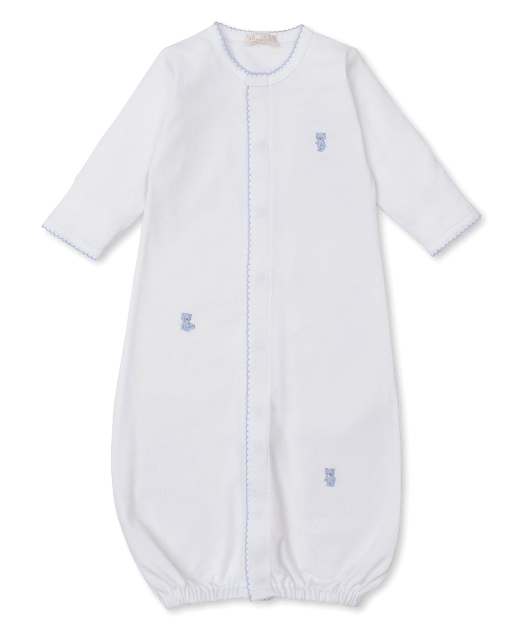 SCE Teddy Bear Time White/Blue Hand Emb. Conv Gown - Kissy Kissy