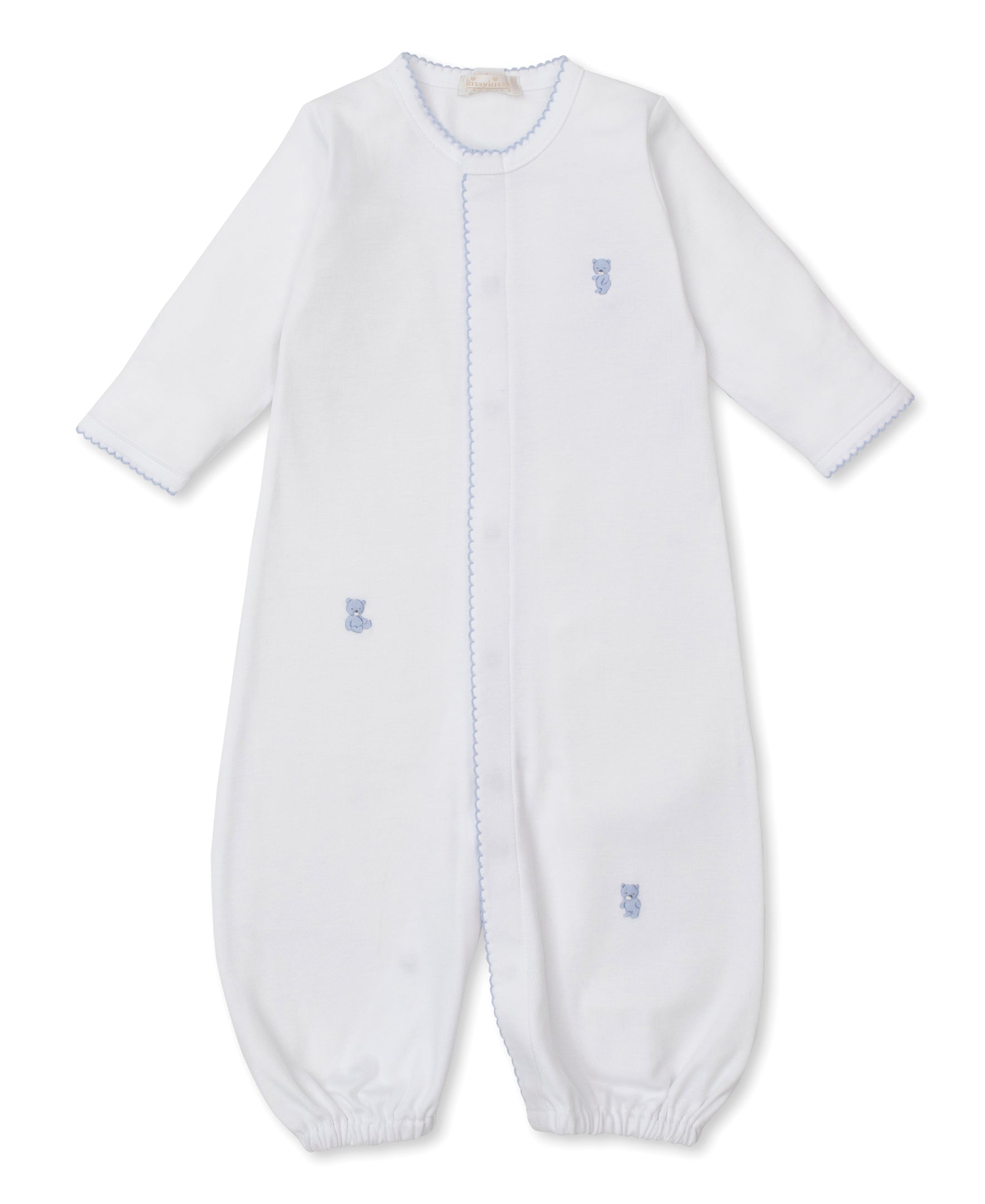 SCE Teddy Bear Time White/Blue Hand Emb. Conv Gown - Kissy Kissy