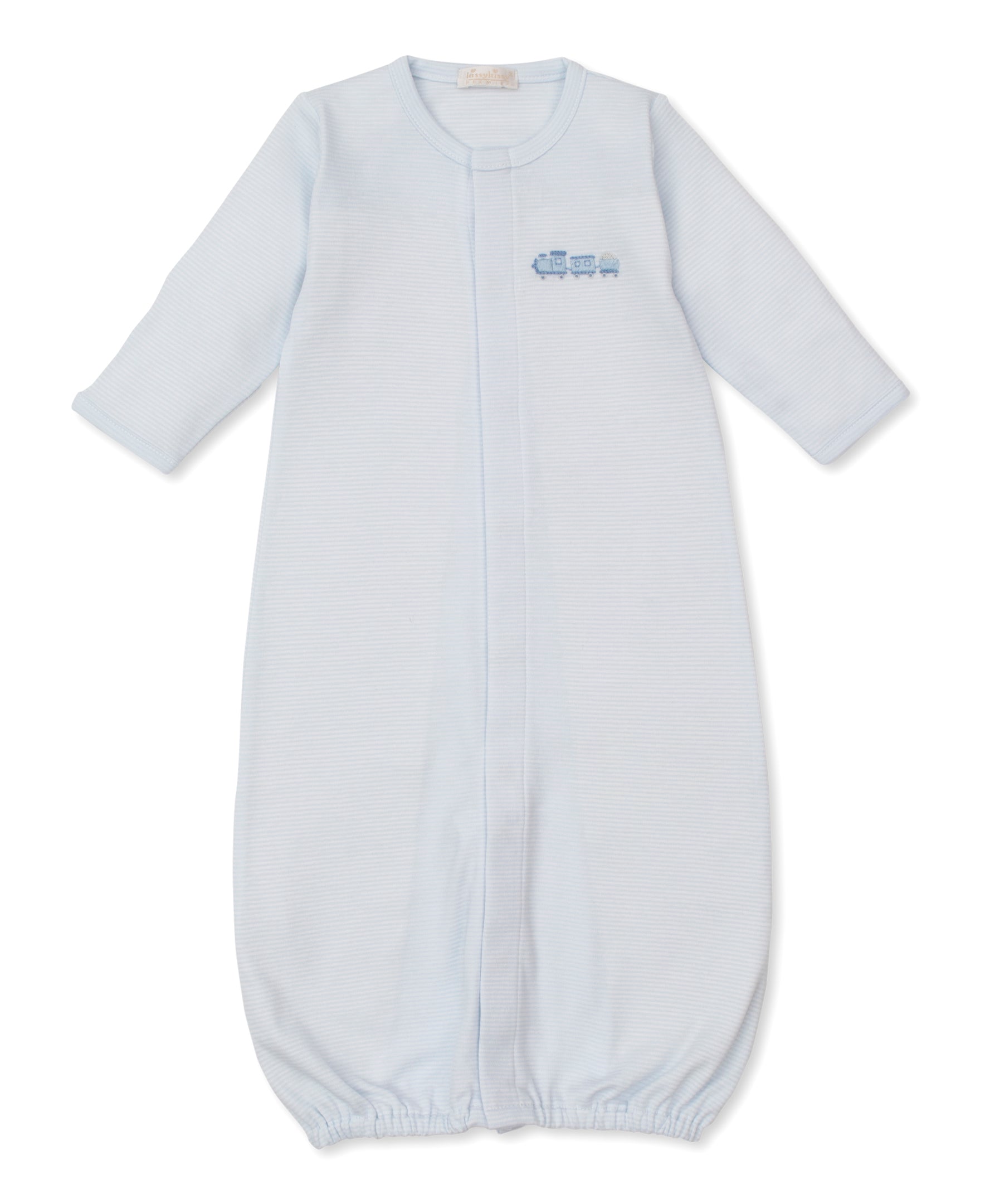CLB Fall Medley 25 Blue Stripe Hand Emb. Sack Gown - Kissy Kissy
