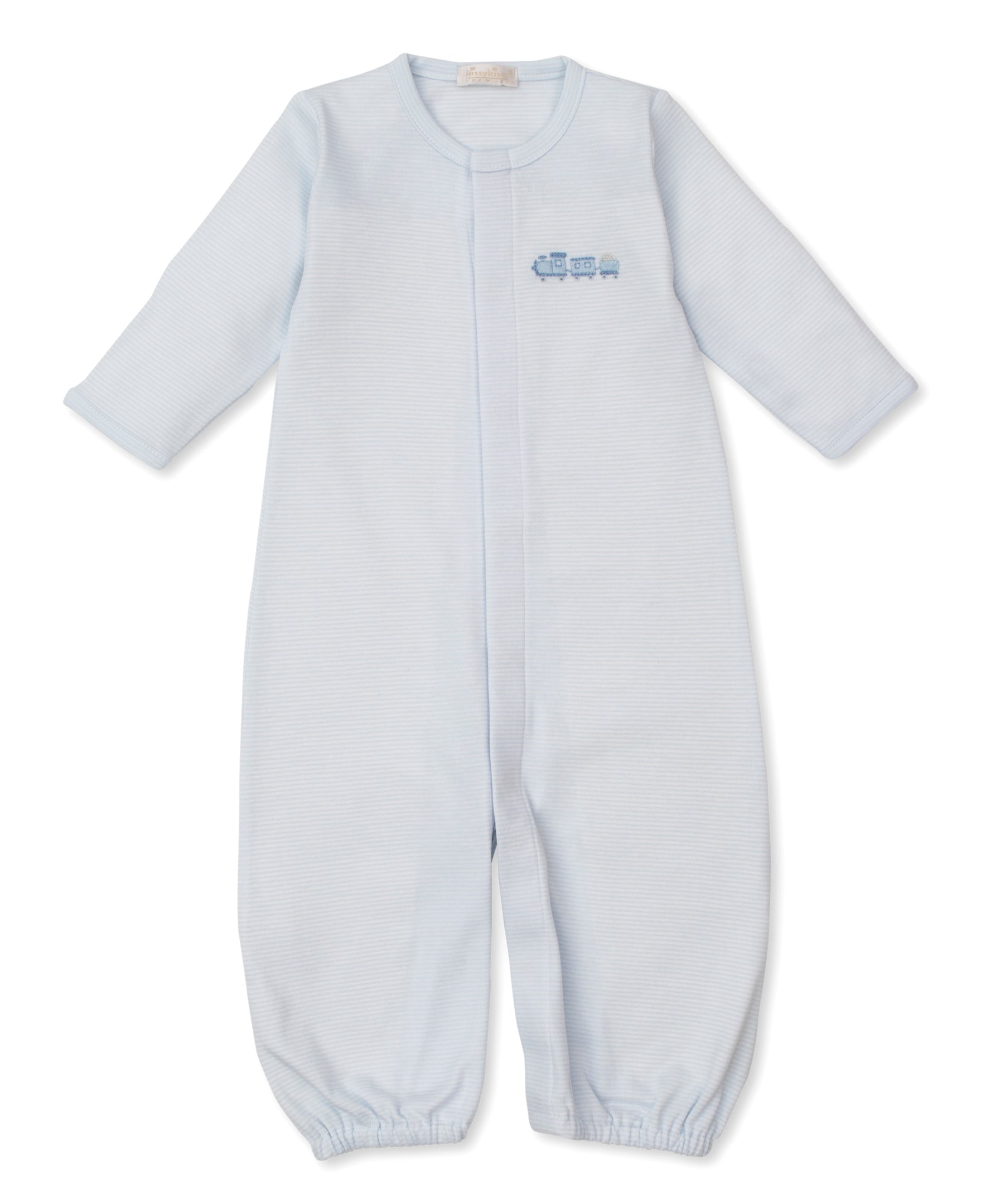 CLB Fall Medley 25 Blue Stripe Hand Emb. Sack Gown - Kissy Kissy