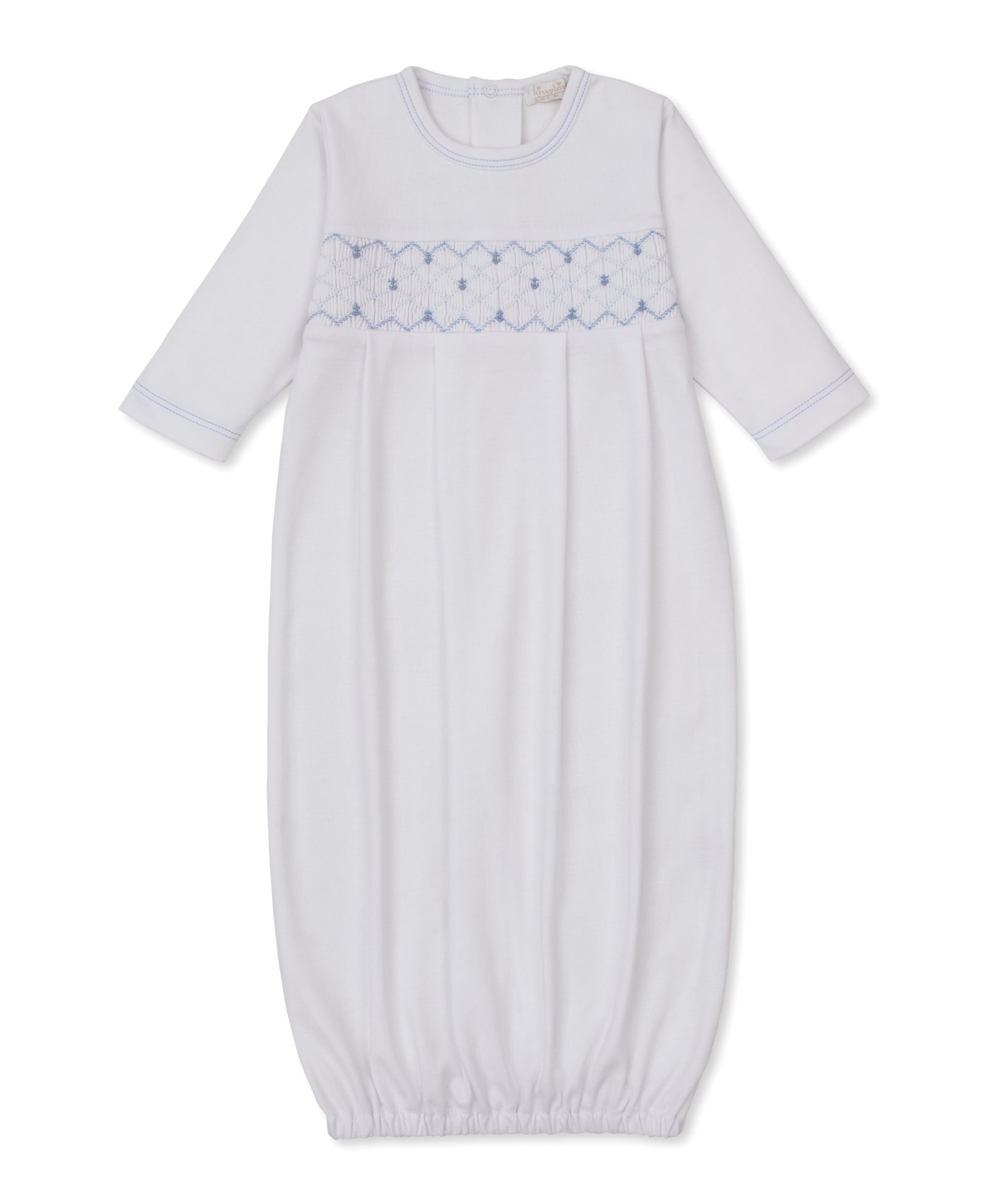CLB Summer Anchors 26 White/Blue Hand Smocked Sack - Kissy Kissy
