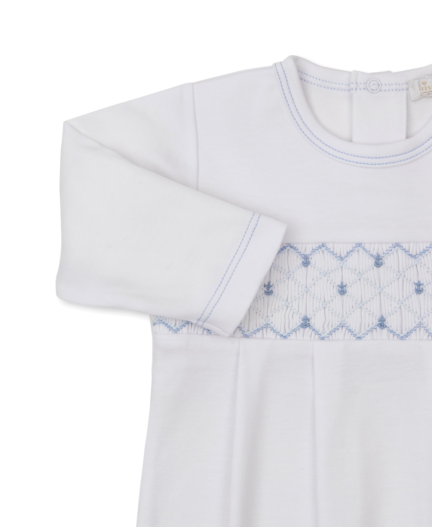 CLB Summer Anchors 26 White/Blue Hand Smocked Sack - Kissy Kissy
