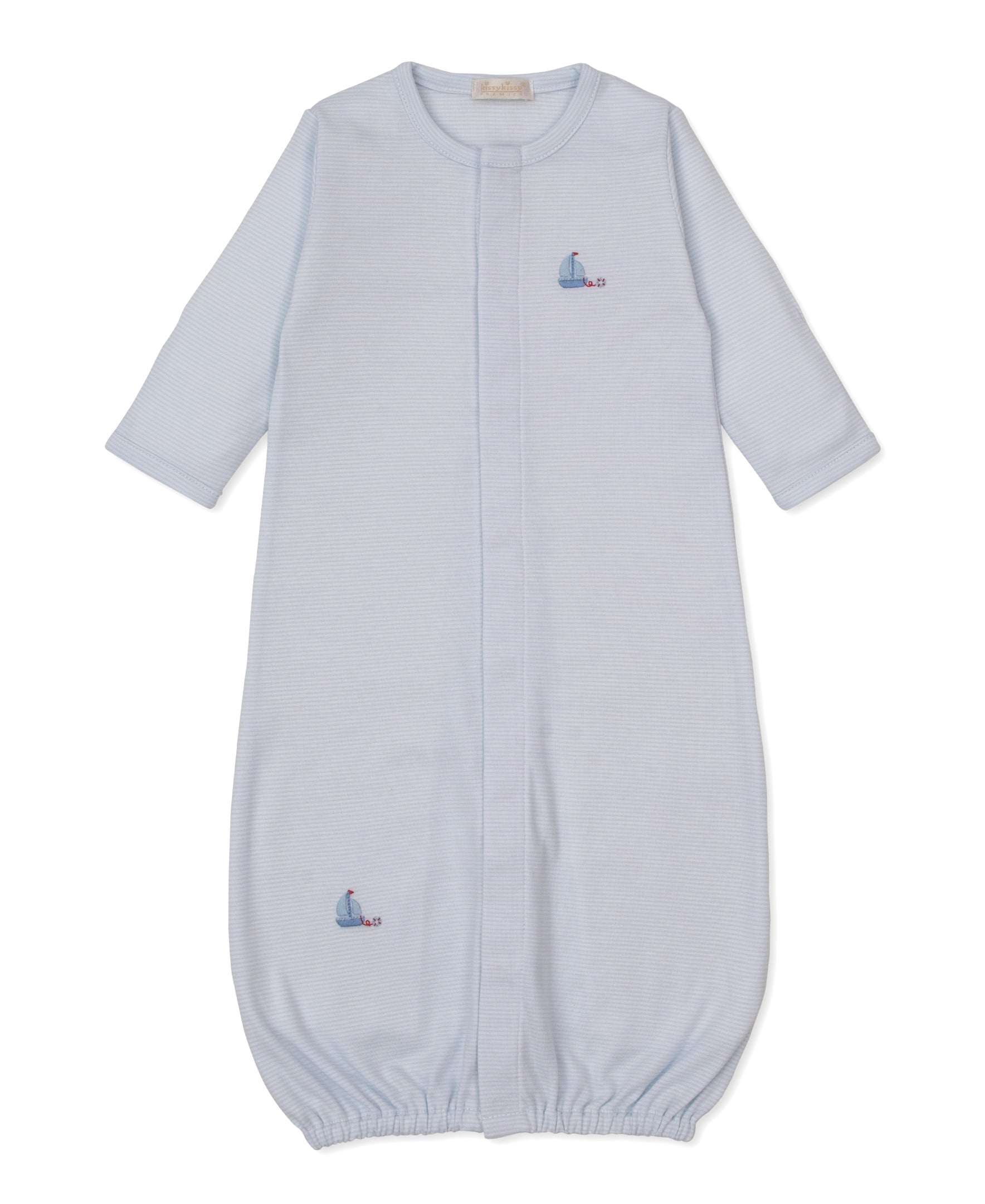 CLB Summer Medley 26 Blue Hand Emb. Stripe Convertible Gown