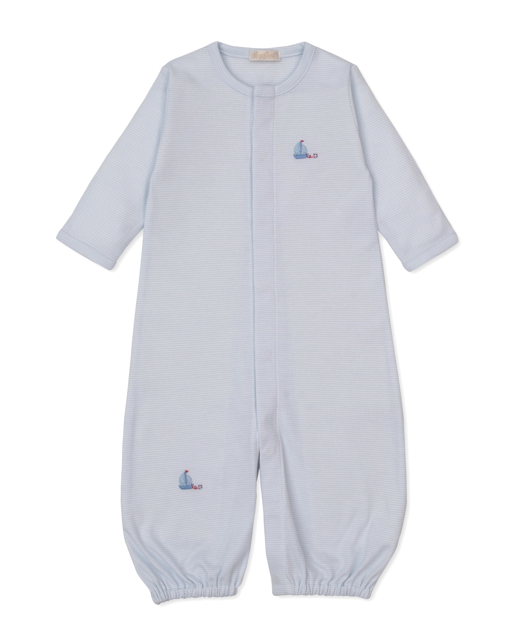 CLB Summer Medley 26 Blue Hand Emb. Stripe Convertible Gown