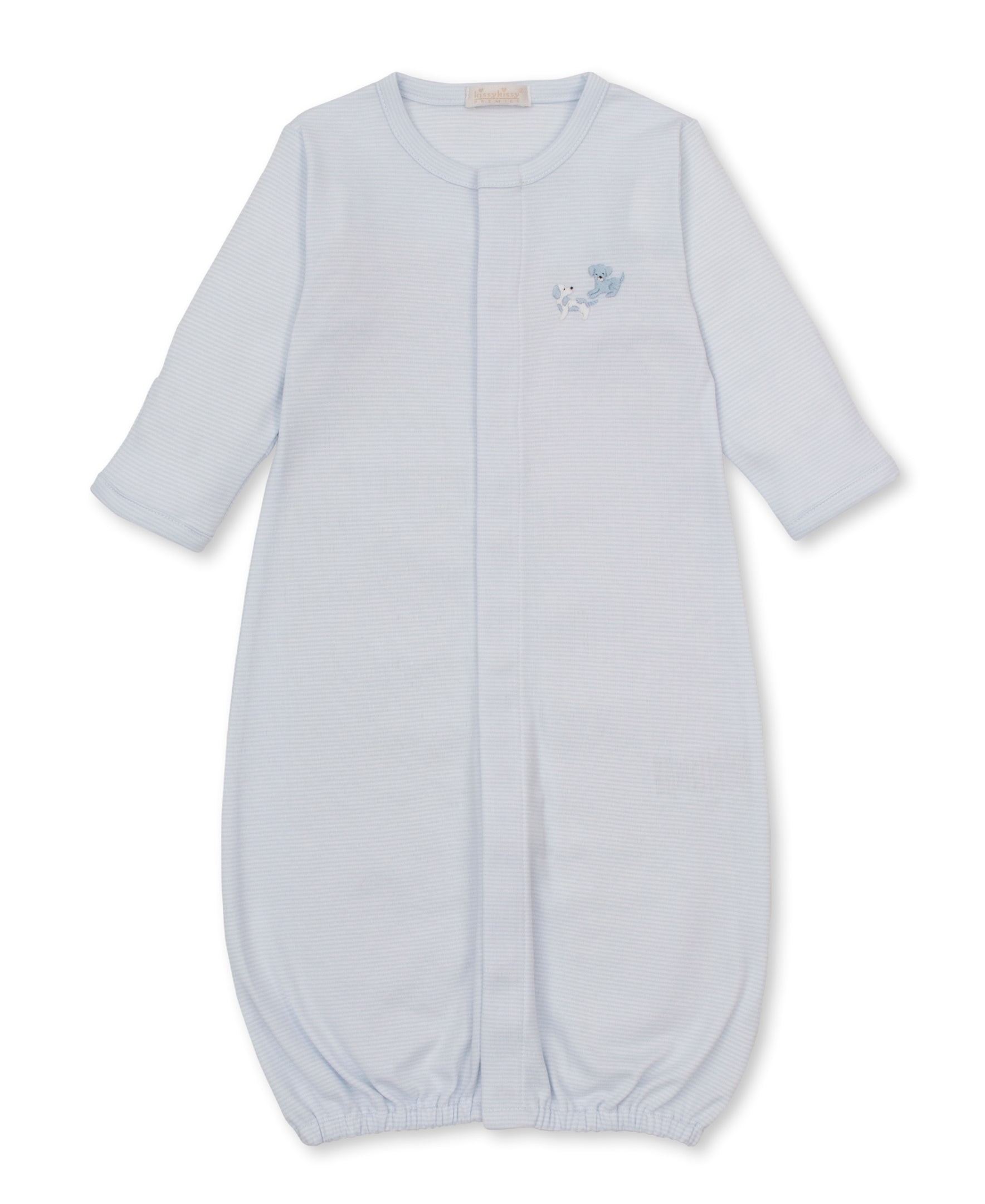 Premier Puppy Paws Blue Hand Emb. Stripe Conv. Gown