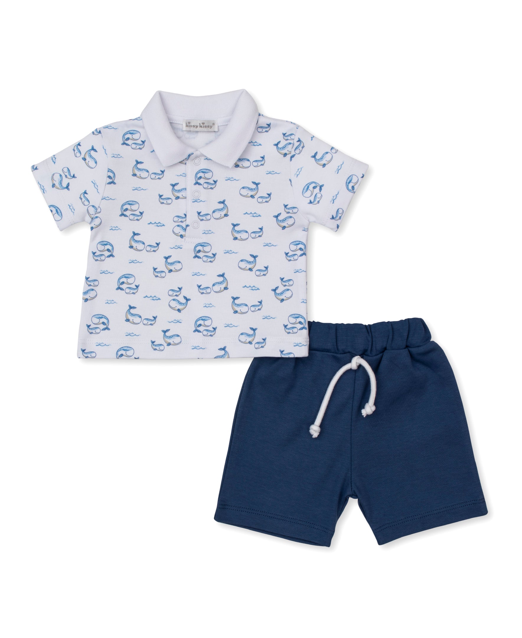 Whale Pods Blue Toddler Bermuda Set - Kissy Kissy