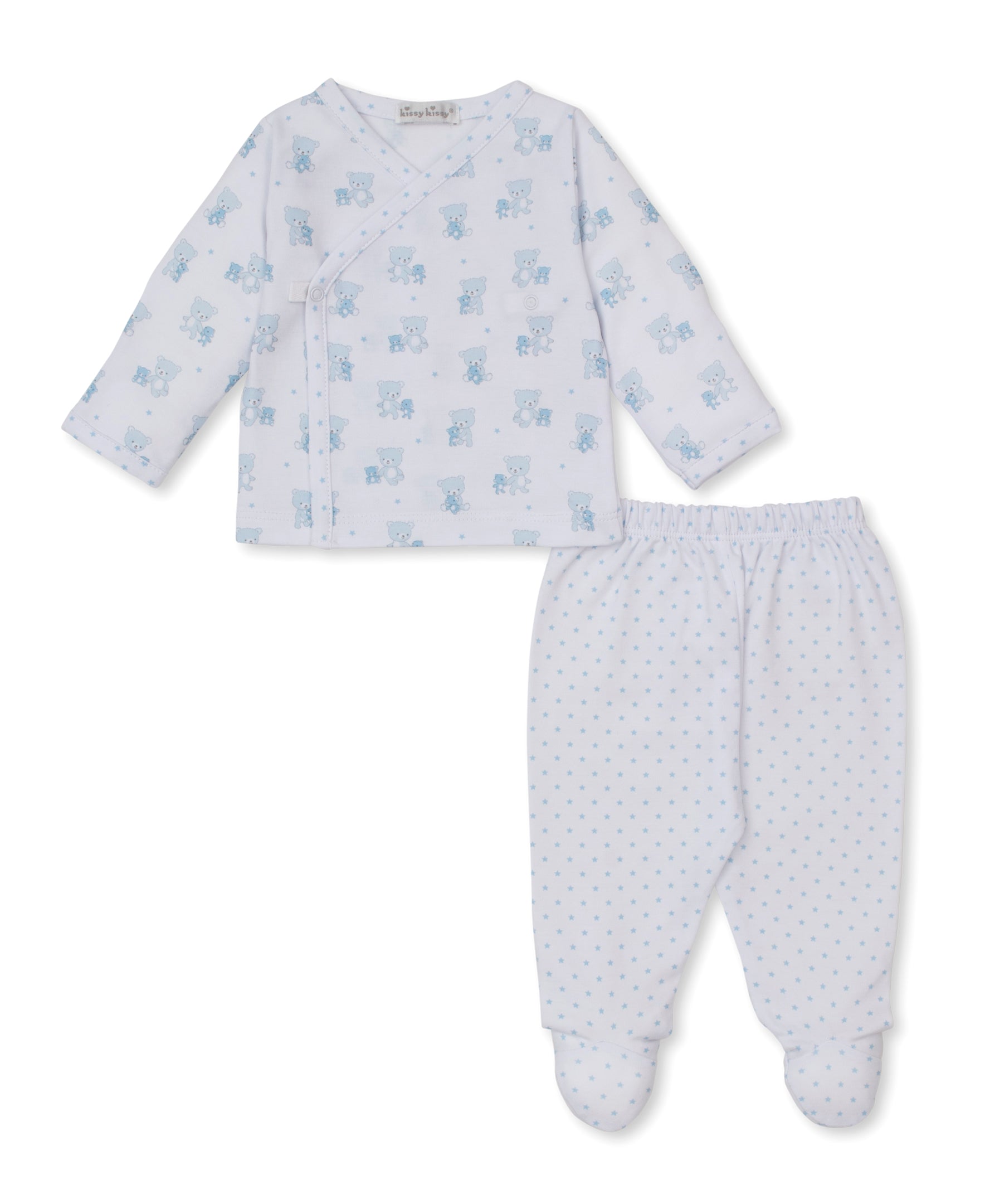 Teddy Bear Love Blue Footed Pant Set