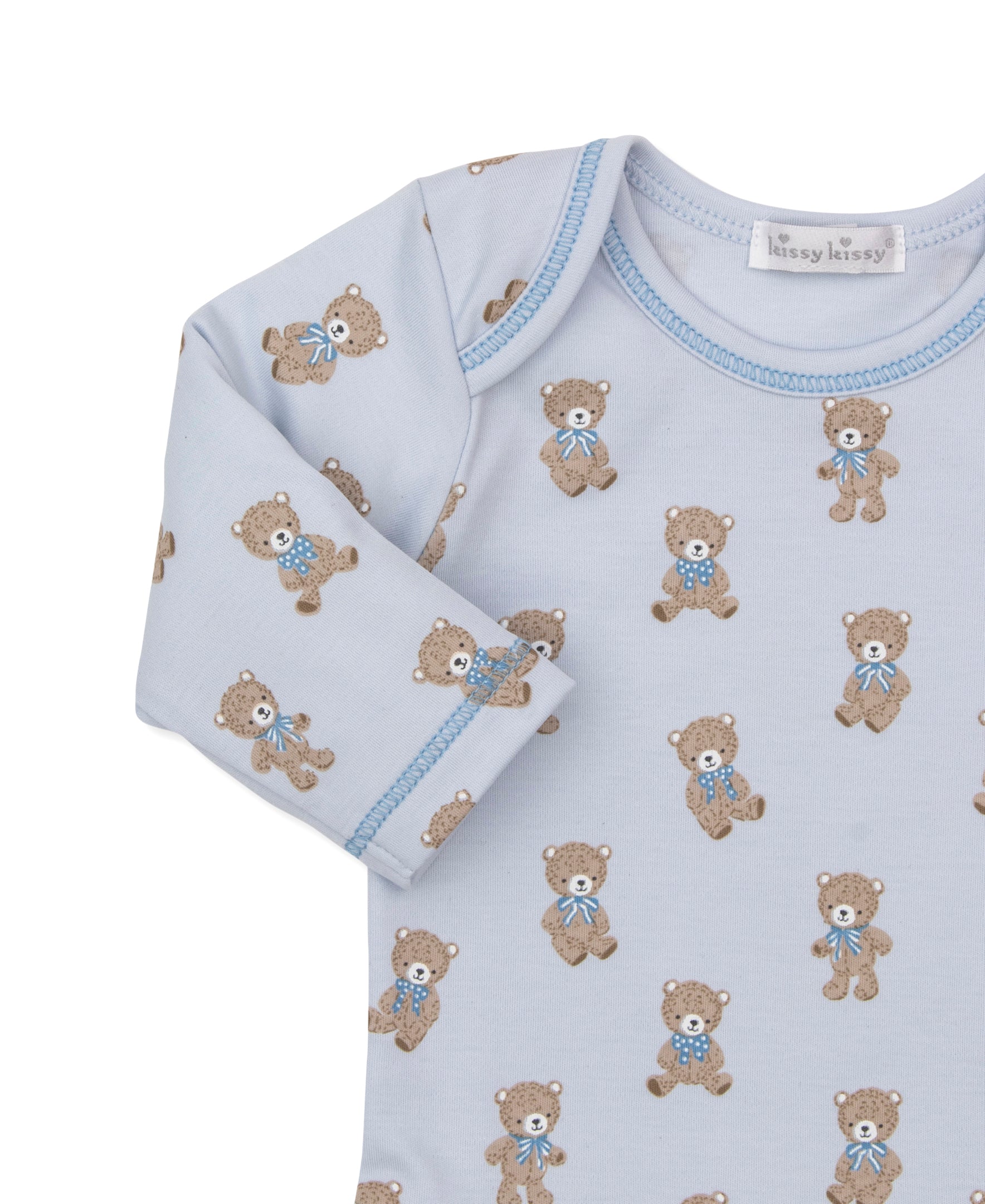 Teddy Bear Club Blue Bodysuit Footed Pant Set - Kissy Kissy
