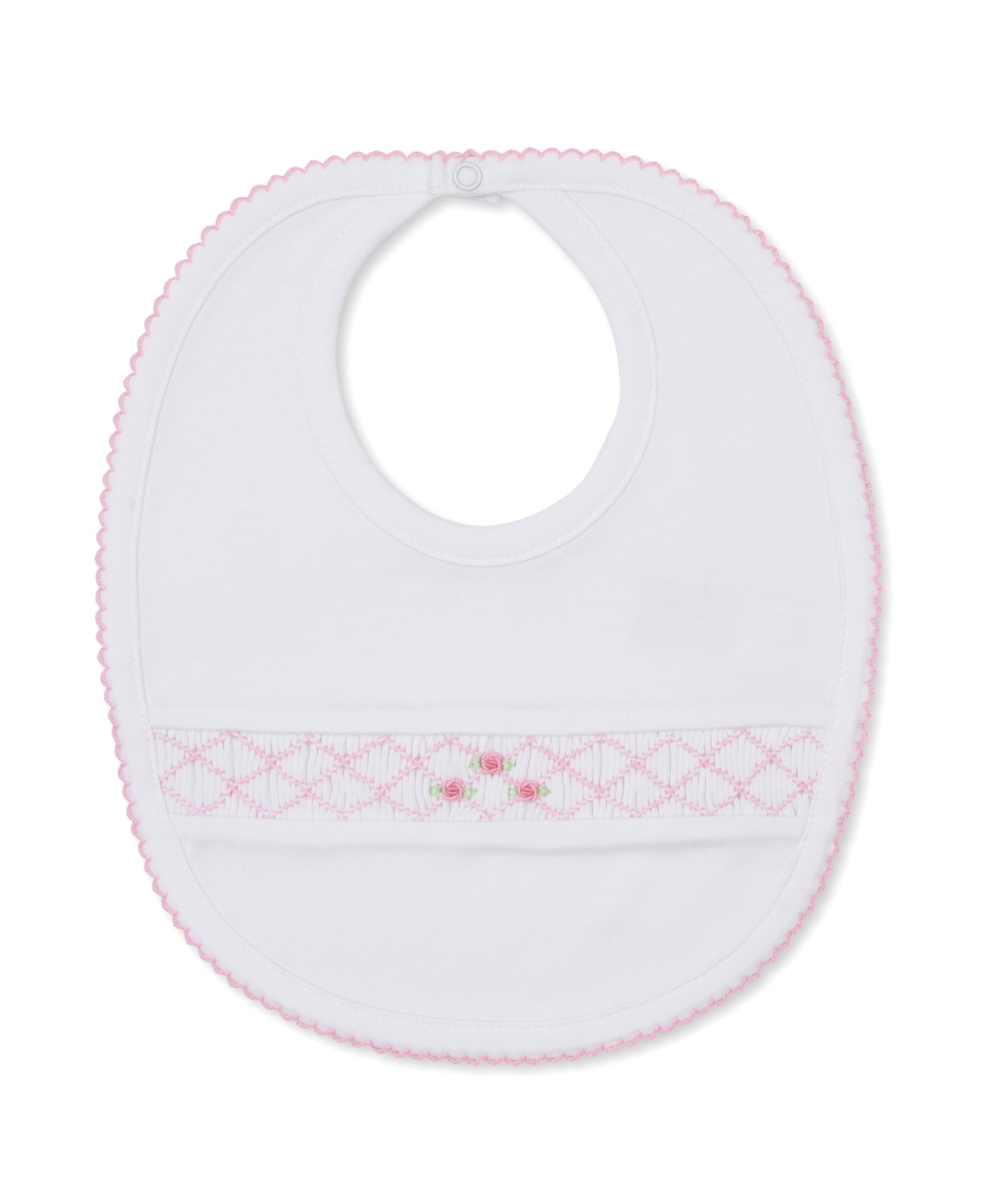 CLB Summer 26 White/Pink Hand Smocked Bib - Kissy Kissy