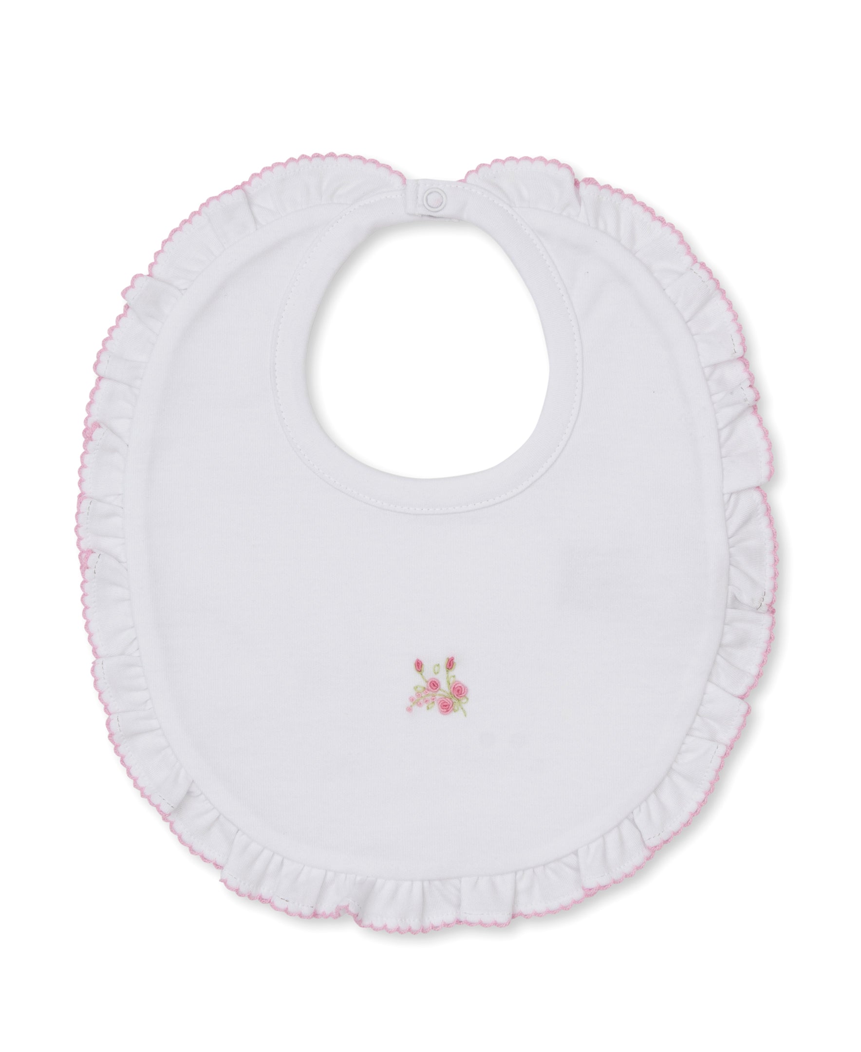 SCE Victorian Roses White/Pink Hand Emb. Bib - Kissy Kissy