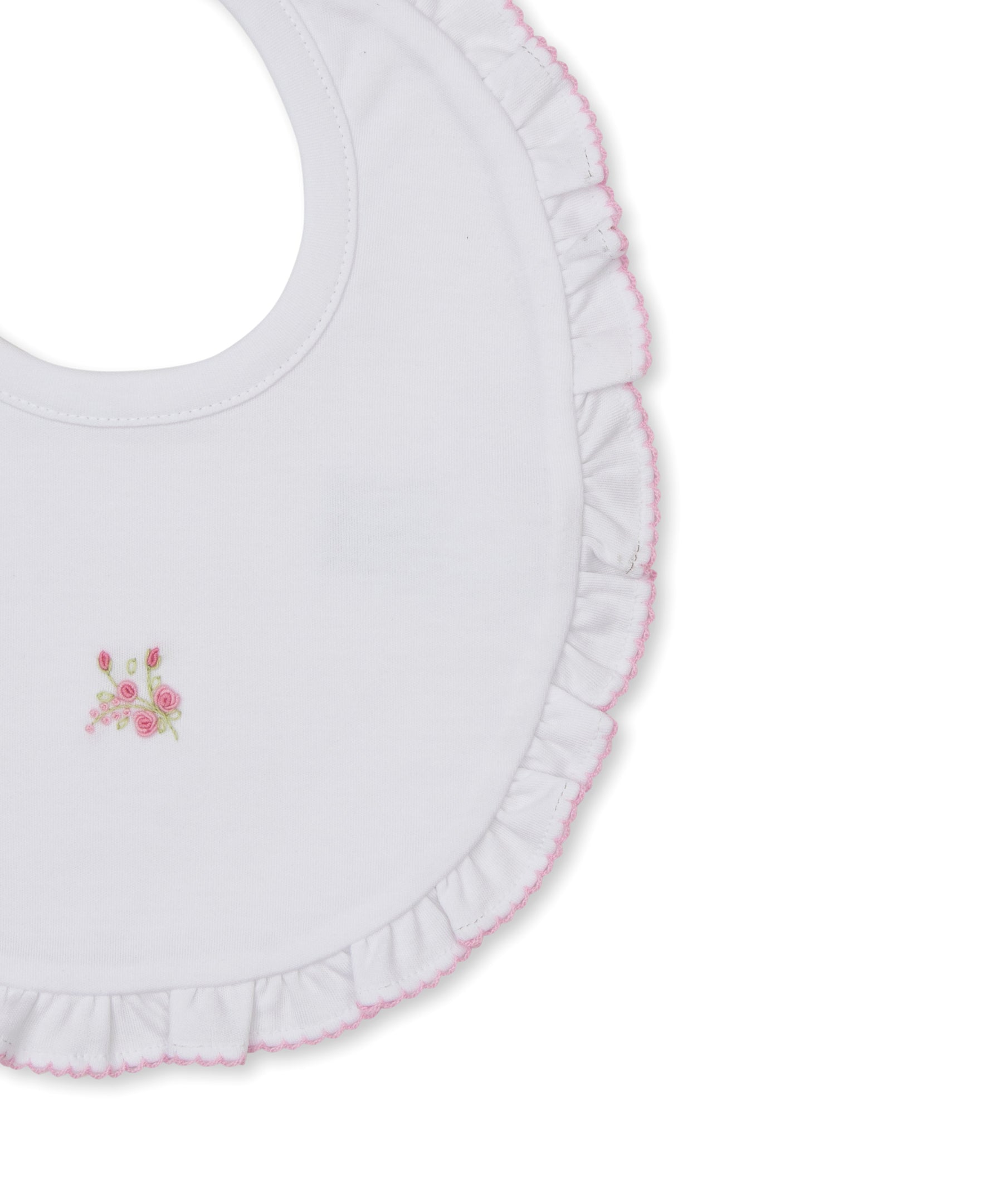 SCE Victorian Roses White/Pink Hand Emb. Bib - Kissy Kissy