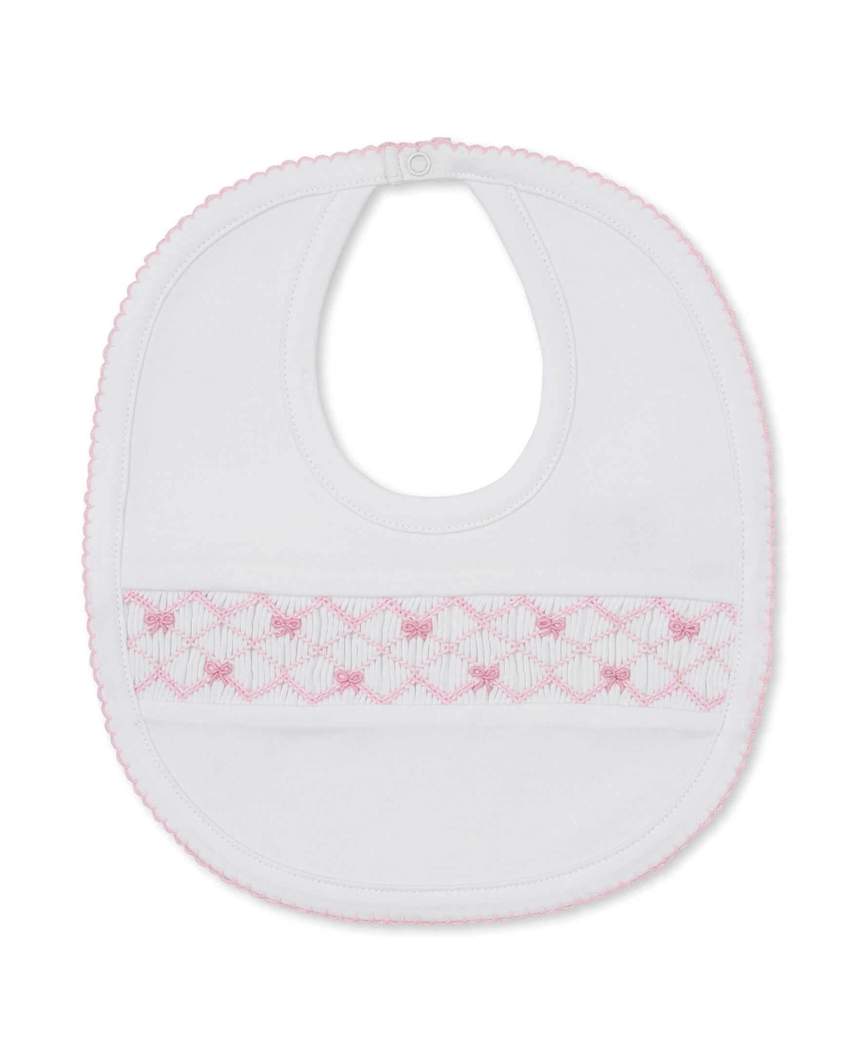 CLB Summer Bows 26 White/Pink Hand Smocked Bib - Kissy Kissy